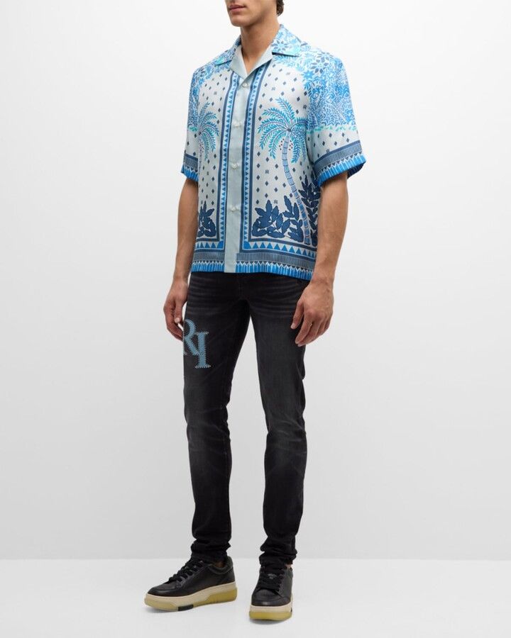 Amiri o1s1wg110525 Crystal Staggered Logo Jeans in Black Size US 38 / EU 54 - 2 Thumbnail