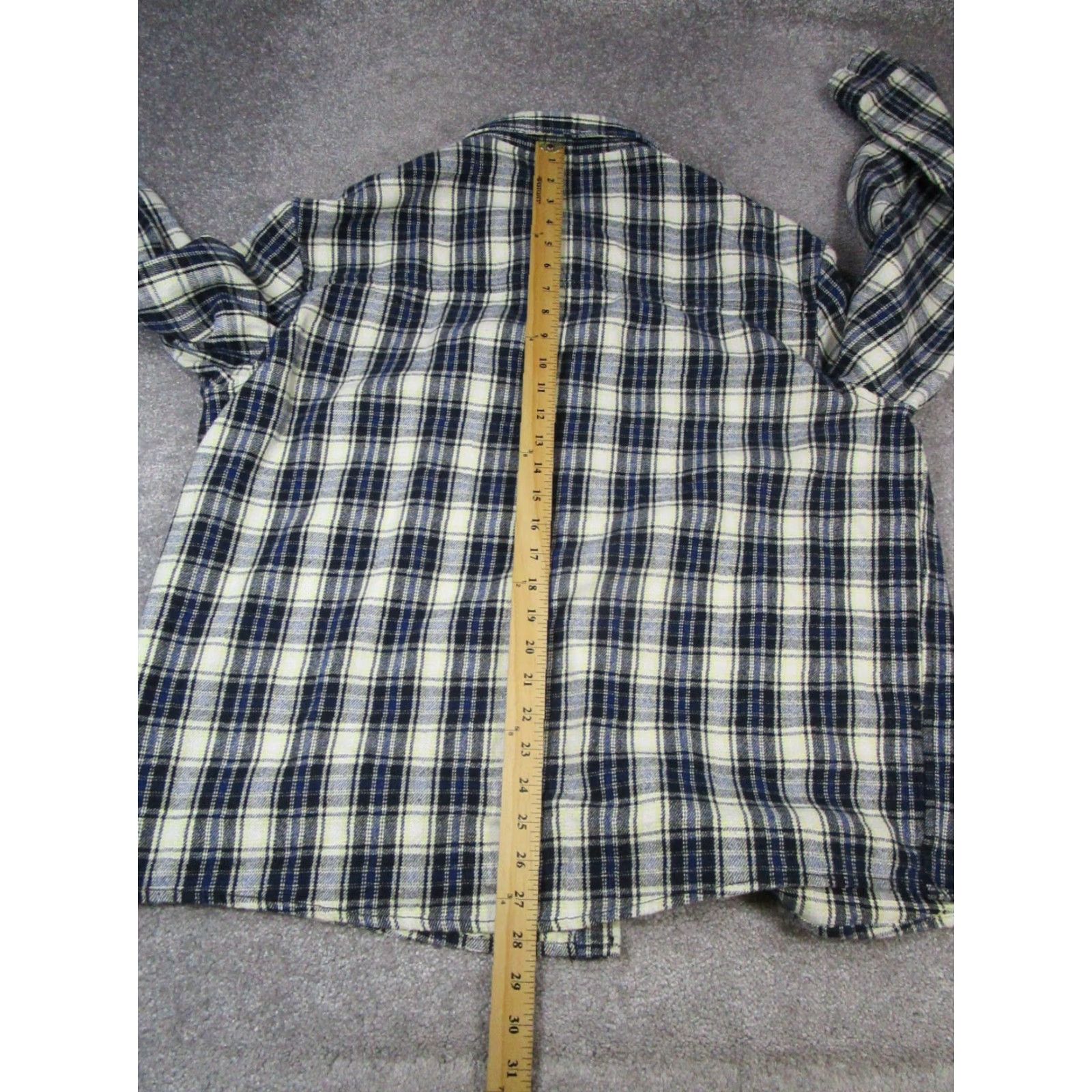 Zara Zara Flannel Shirt Mens XL Blue Ivory Cotton Pleated Button Up Size US XL / EU 56 / 4 - 7 Thumbnail