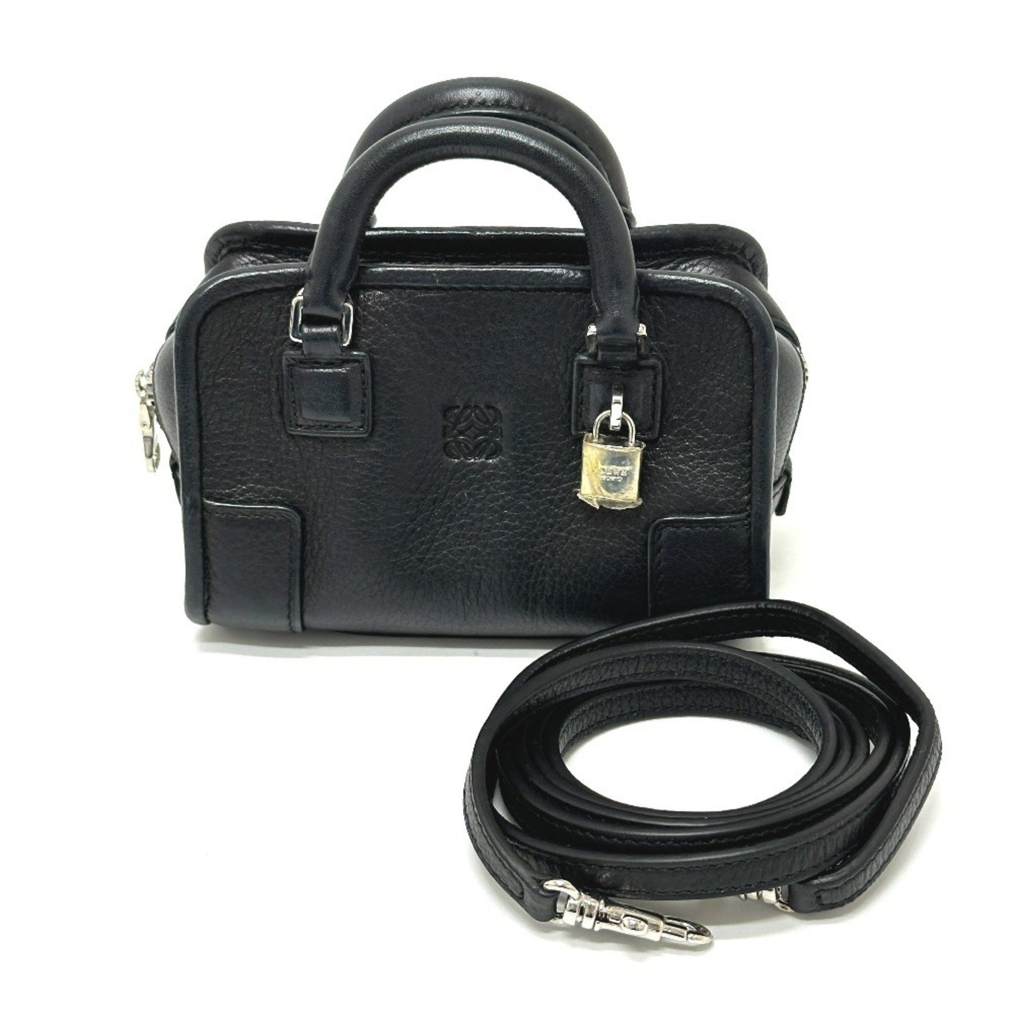 LOEWE 339.79.039 Amazona Micro Mini 2WAY Shoulder Bag Leather Women's Black