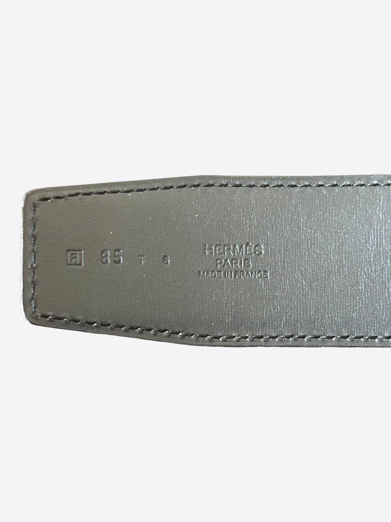 Hermes Hermes White & Black Palladium Reversible H Belt Size 30 - 3 Thumbnail