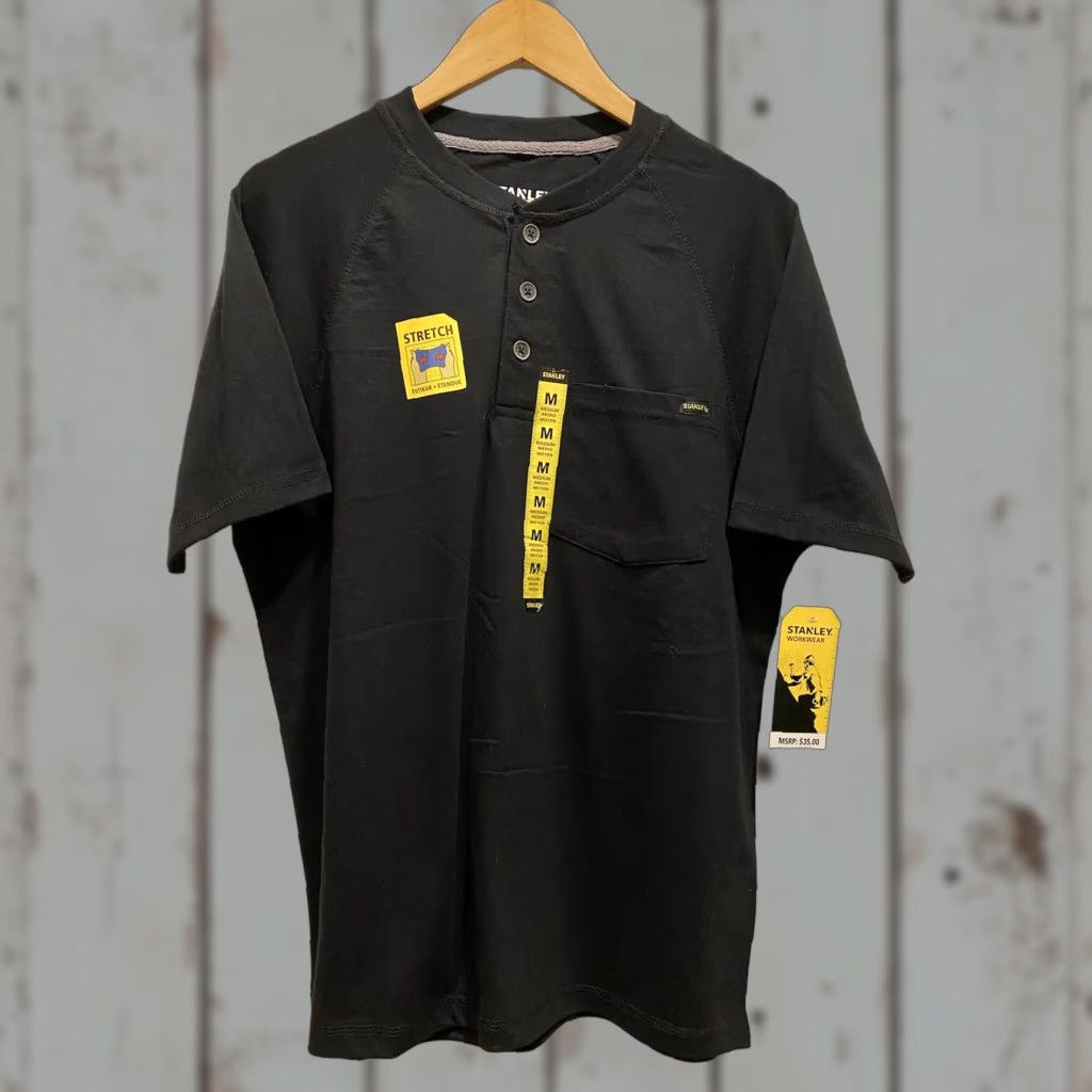 Vintage Stanley Mens New Medium Black Stretch Shirt M 5 Work NWT Henley Size US M / EU 48-50 / 2 - 1 Thumbnail