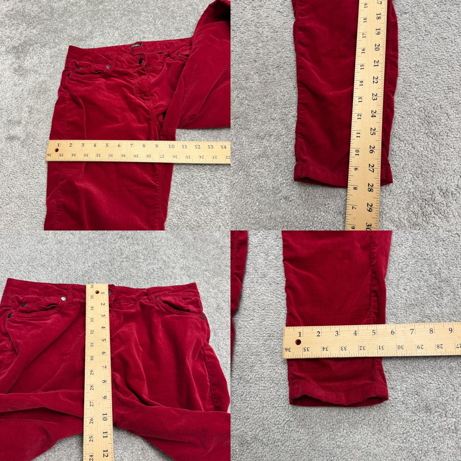 J.McLaughlin J.Mclaughlin Velvet Watson Skinny Ruched Leg Pants Women 8 Red Mid Rise 5-Pocket Jeans Chino Fit Regular Women's Pants Size 30" / US 8 / IT 44 - 9 Thumbnail
