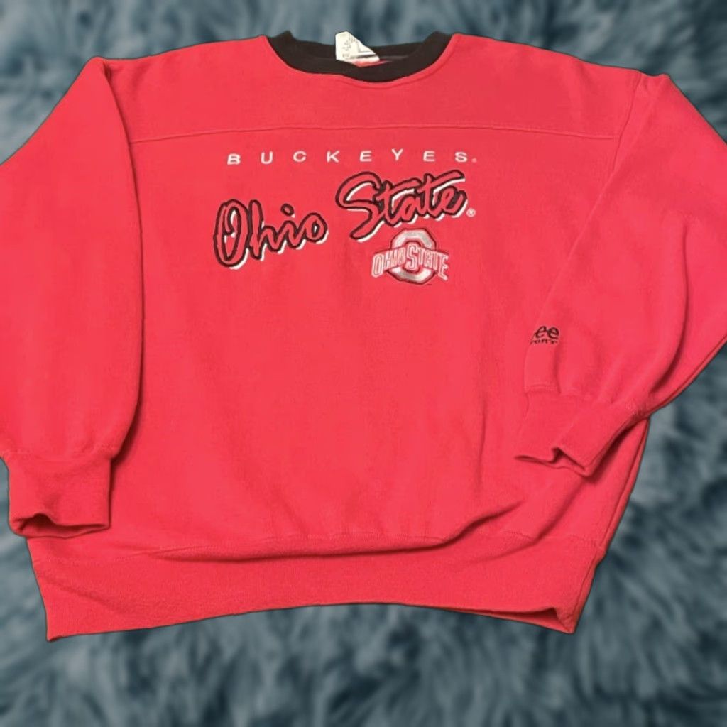 Vintage VINTAGE Ohio State Buckeyes Script Logo VTG Crewneck Sweatshirt Mens L Red 90s Sports University College Logo Pullover Shirts/Sweater Size US L / EU 52-54 / 3 - 1 Thumbnail