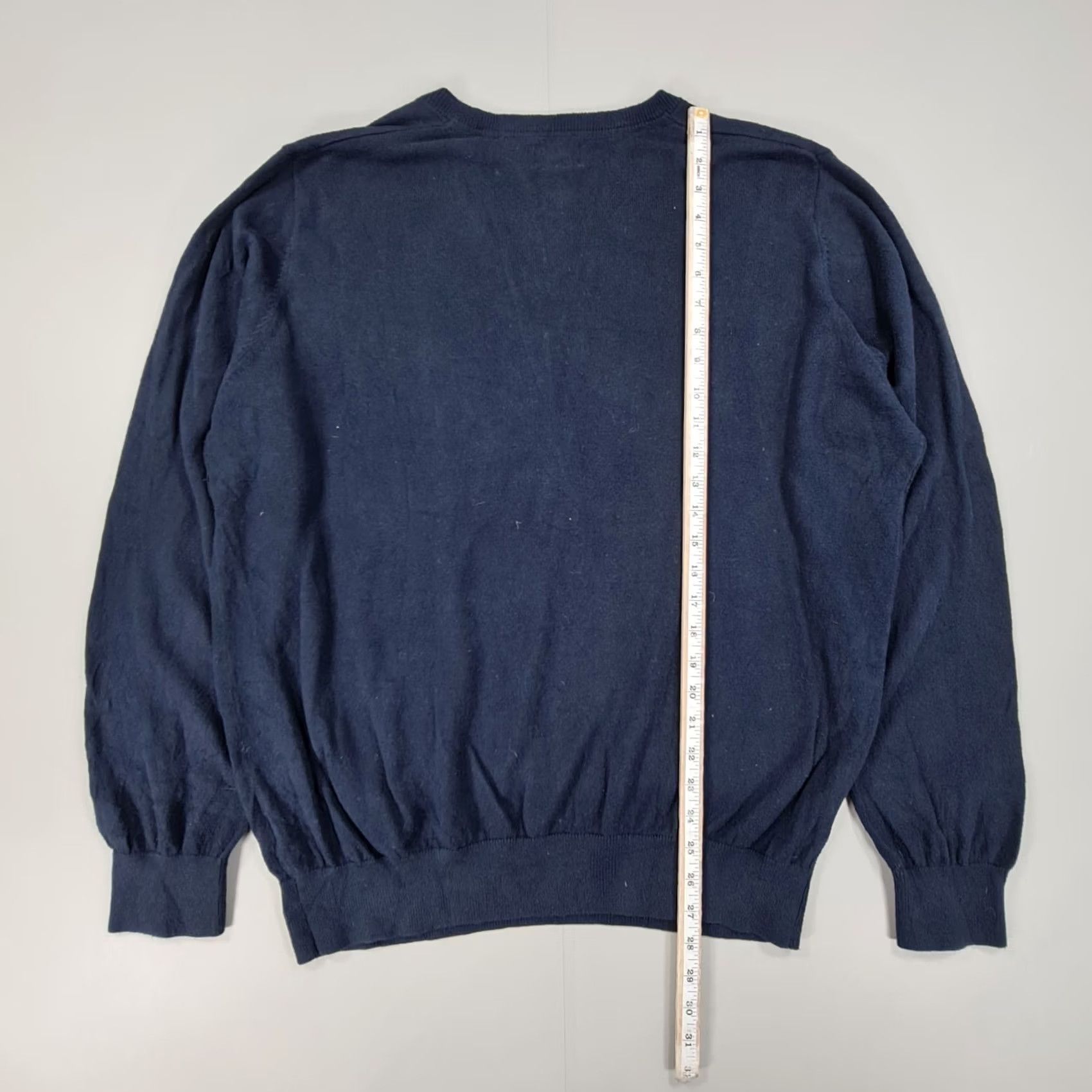 Vintage LL Bean Mens Jumper Navy Blue Large Cotton Cashmere V Neck Knitted Pullover Size US L / EU 52-54 / 3 - 5 Thumbnail