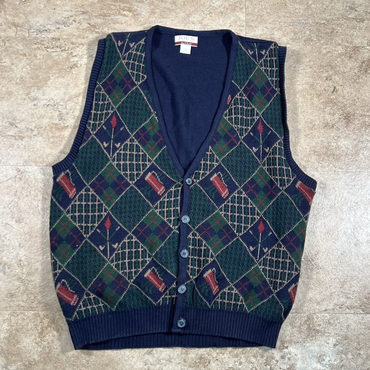 Jos. A. Bank × Vintage JoS A Bank Blue Argyle sweater vest Knit With Golf Pattern Size US L / EU 52-54 / 3 - 1 Thumbnail