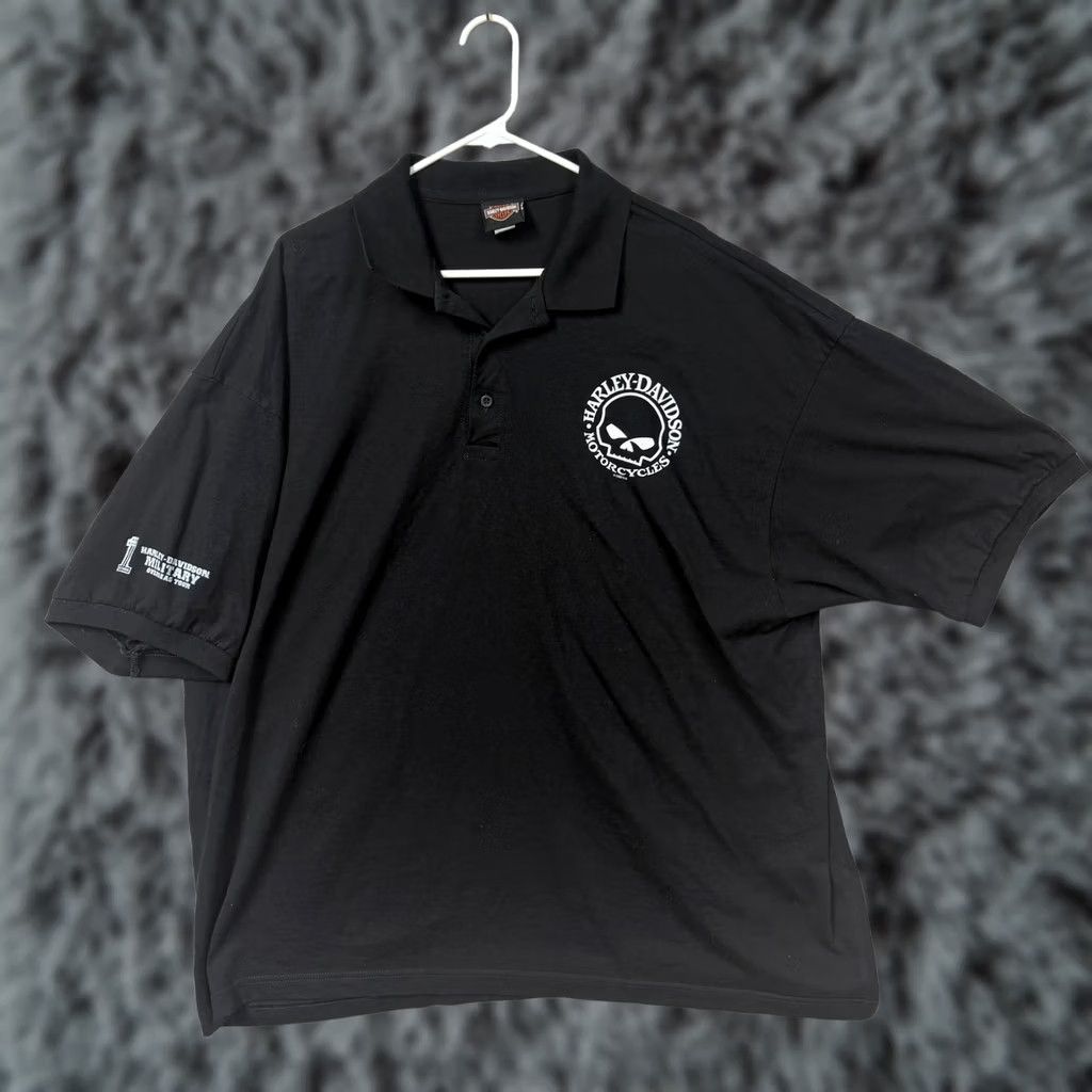 Harley Davidson Harley-Davidson Polo Shirt 3XL Skull Military Overseas Tour Biker Shirt Mens Short Sleeve Size US XXL / EU 58 / 5 - 1 Thumbnail