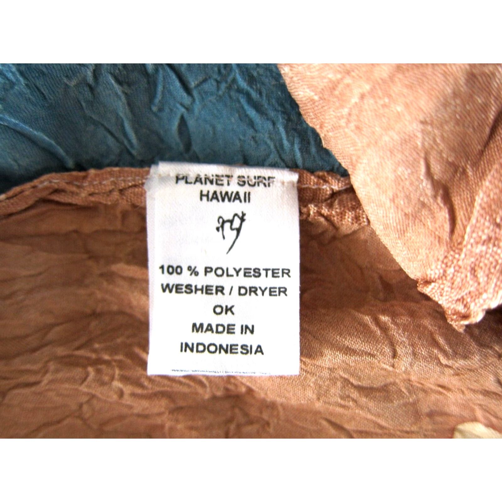 Vintage VINTAGE Planet Surf Hawaii Indonesia Pink Blue Brown Sun Beach Sarong Unisex 42" X 71" Polyester Made in Indonesia" Size ONE SIZE - 5 Thumbnail