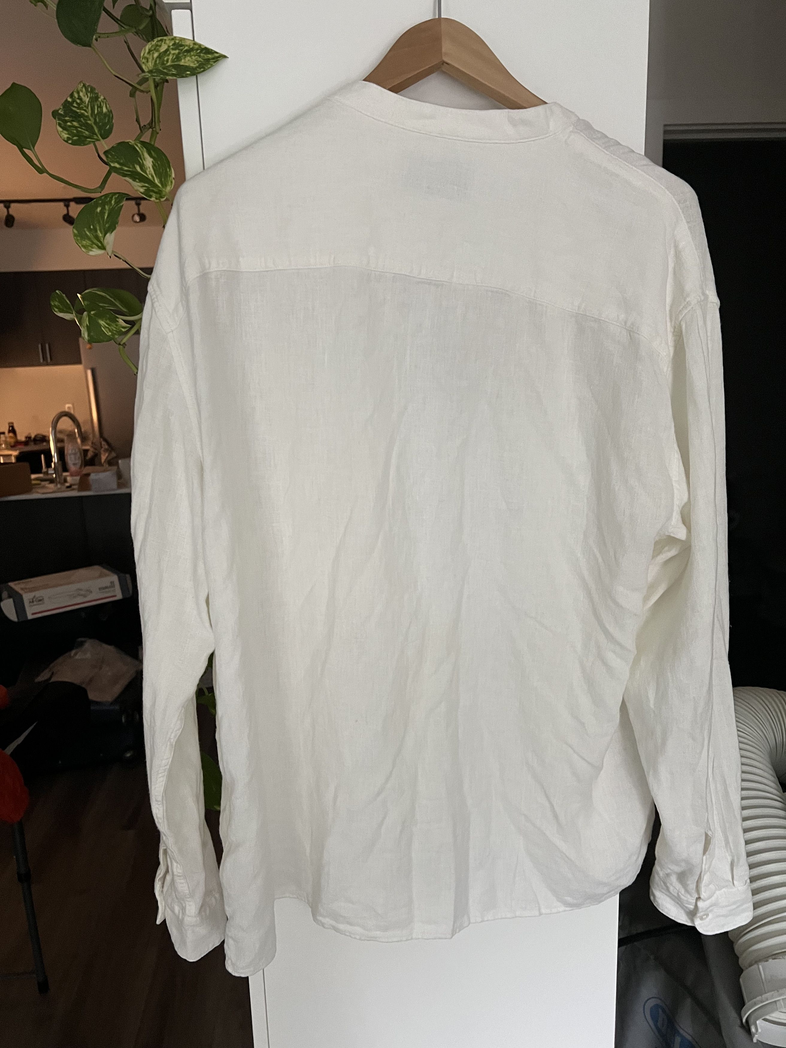 Abercrombie & Fitch Banded Collar Summer Linen-Blend Shirt Size US L / EU 52-54 / 3 - 2 Thumbnail