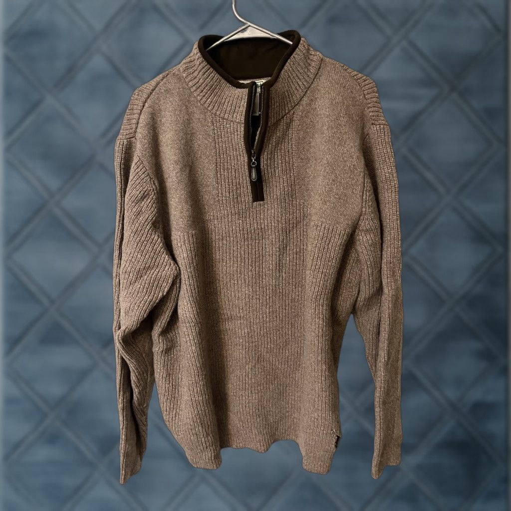 Vintage L.L. Bean Sweater Merino Lambs Wool Gore Wind Stopper 1/4 Zip Men’s XL Reg Brown Size US XL / EU 56 / 4 - 1 Thumbnail