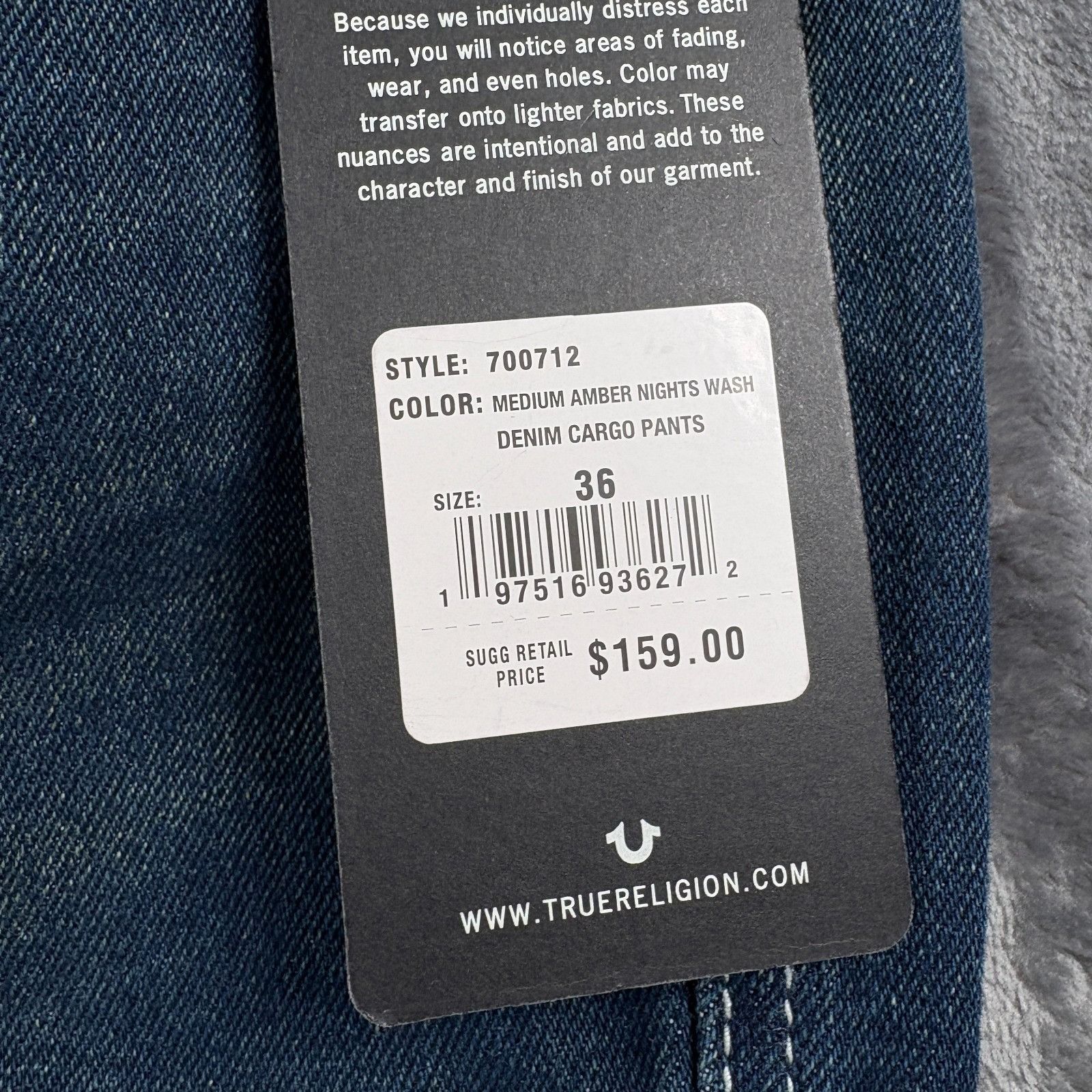 True Religion True Religion Denim Cargo Pants Mens 36X32 Medium Amber Nigh Size US 36 / EU 52 - 4 Thumbnail