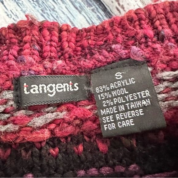 Vintage Vintage Tangents Patterned Wool Blend Zip-Up Sweater - Red a Size S / US 4 / IT 40 - 5 Thumbnail