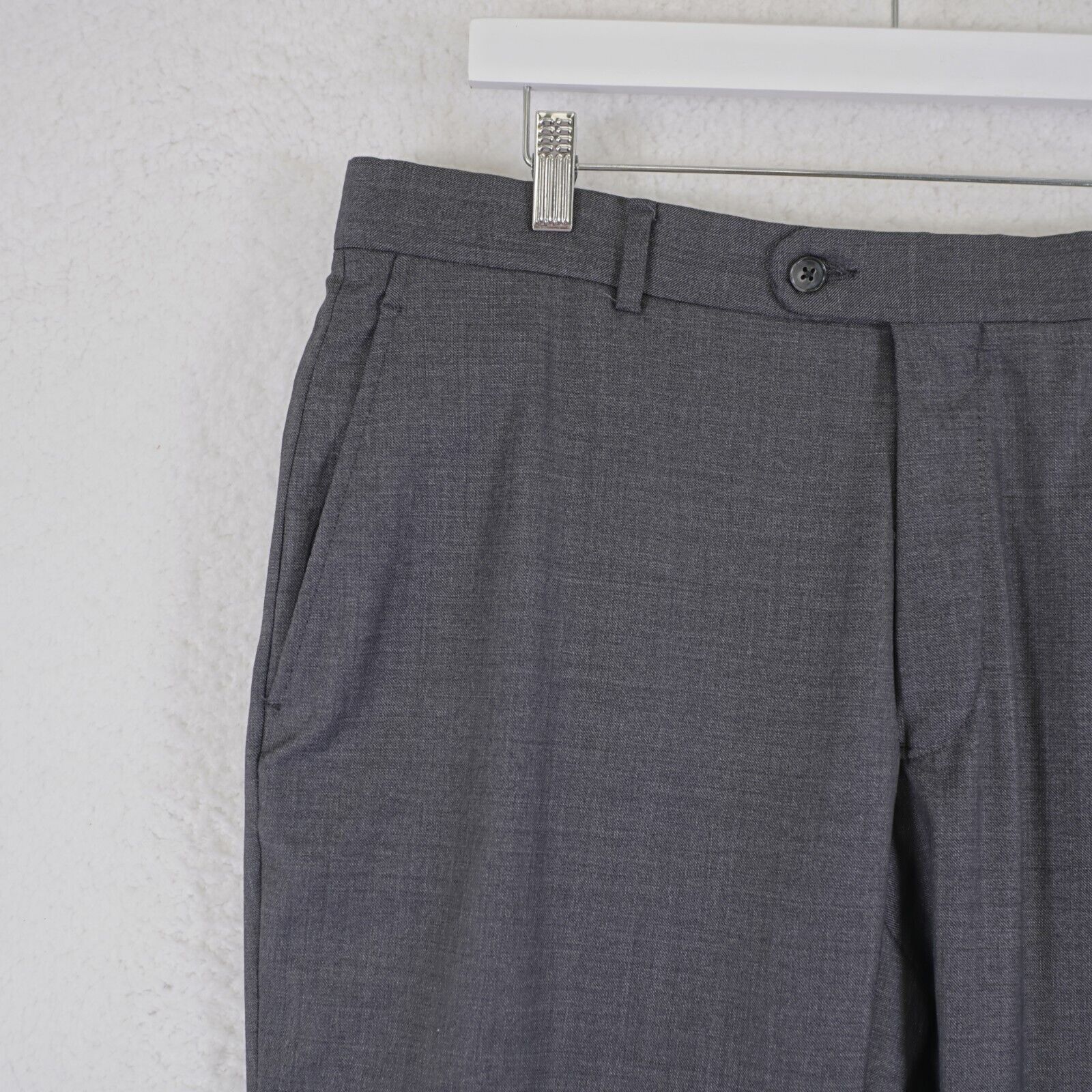 Joseph Abboud Joseph Abboud Gray Wool Flat Front Mid Rise Dress Pants 36/2 Size 36R - 2 Thumbnail