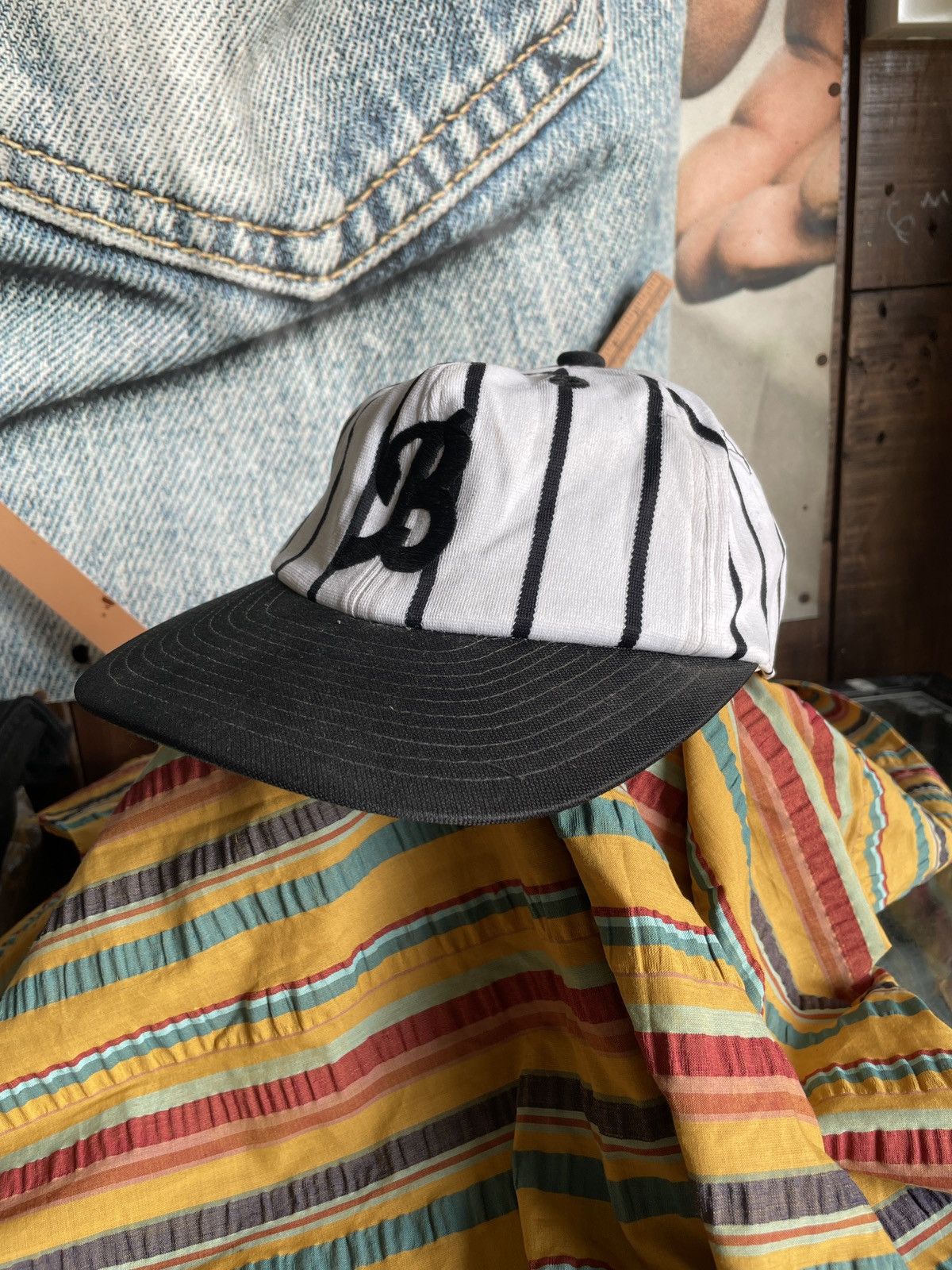 Japanese Brand × MLB × Vintage Vintage japanese Baseball MLB B Snapback stripe full cap Size ONE SIZE - 3 Thumbnail
