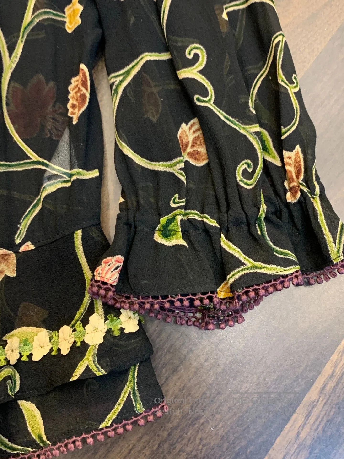 Mademoiselle Non Non Floral Embroidered Lace Blouse Shirt. Size S / US 4 / IT 40 - 6 Thumbnail