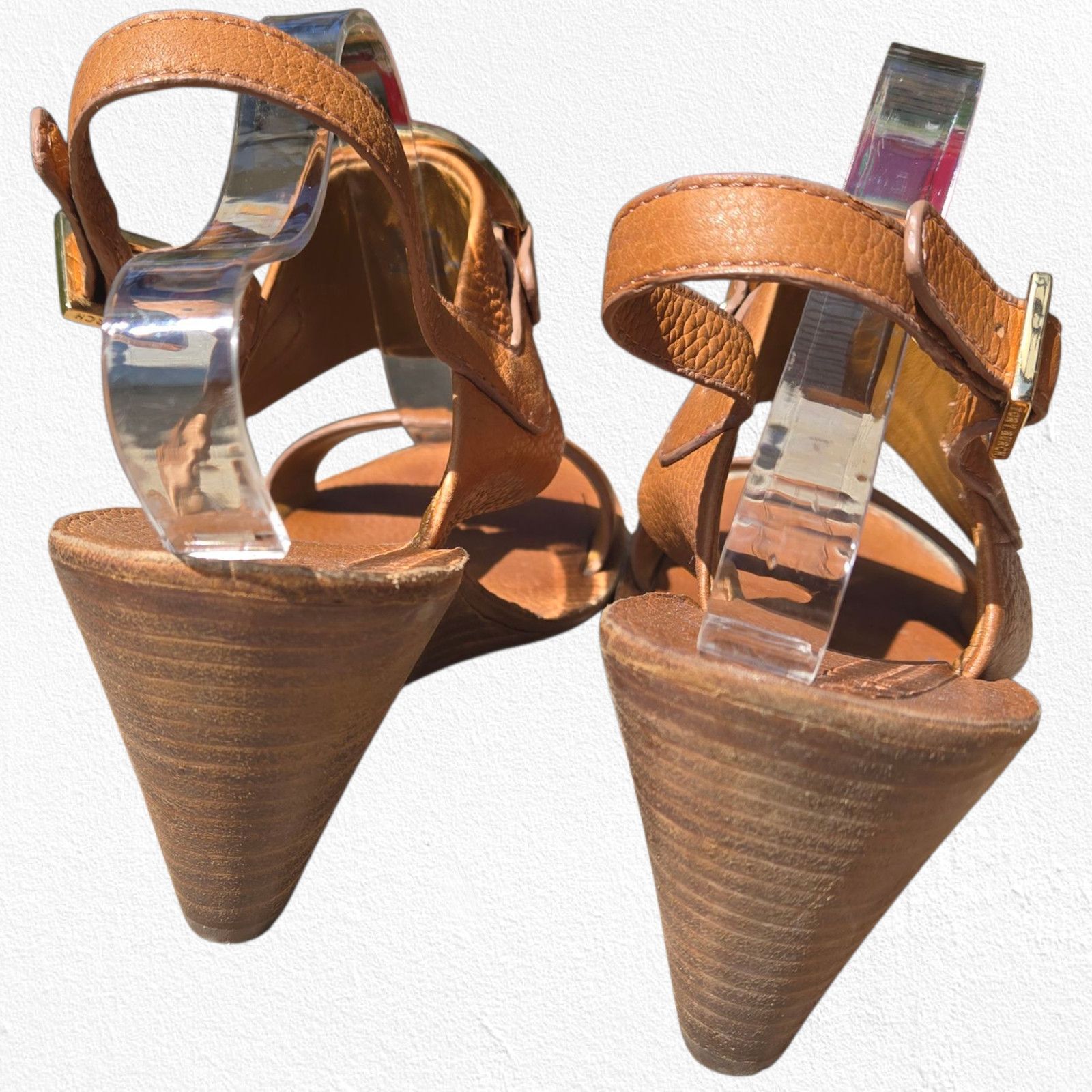 Tory Burch Tory Burch Tan Leather Miller Wedge Sandals Heels Size 10.5M Size US 10.5 / IT 40.5 - 14 Thumbnail
