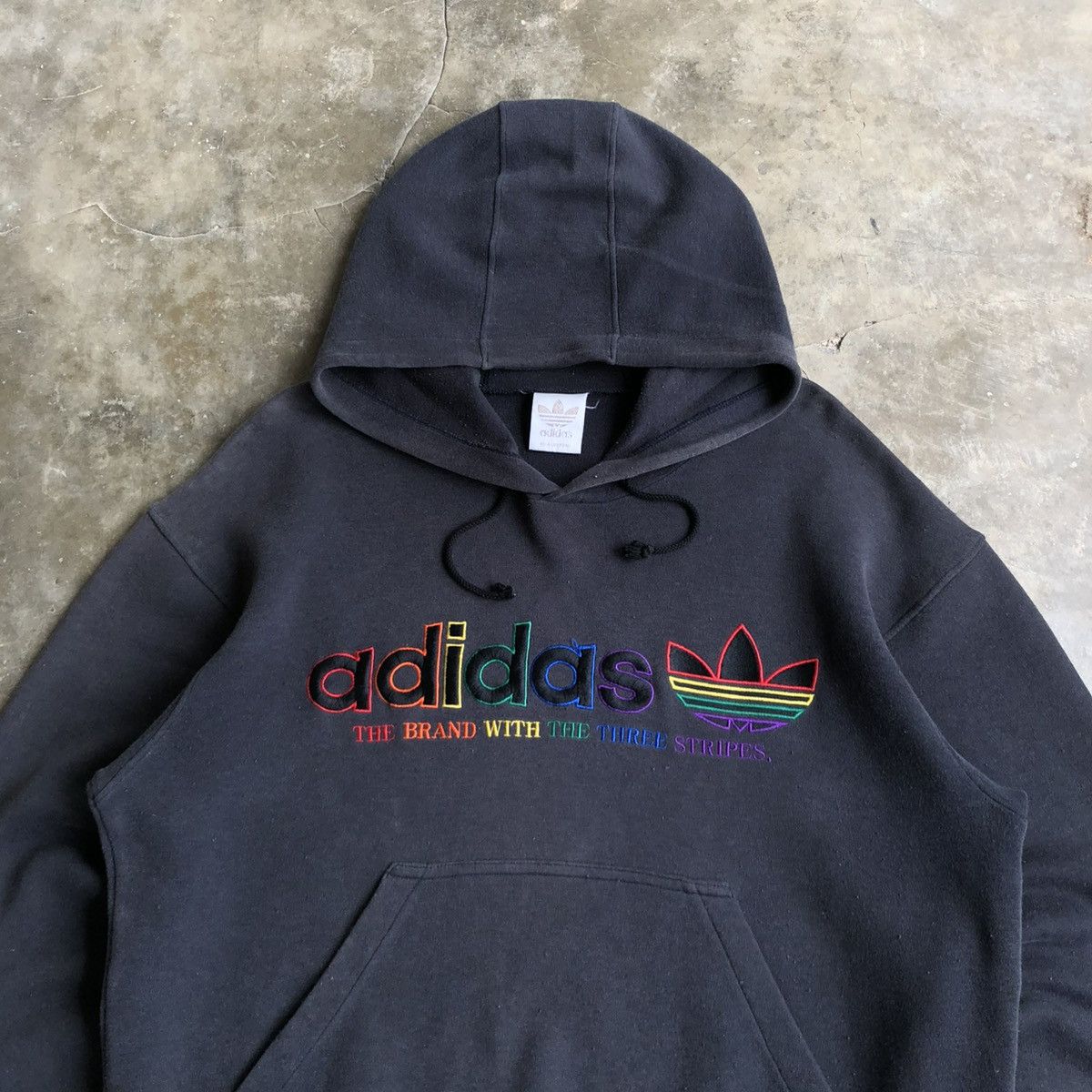 Adidas ❤️💛💚1990s Vintage Adidas Descente Reggae Hoodie Black Size US L / EU 52-54 / 3 - 2 Thumbnail
