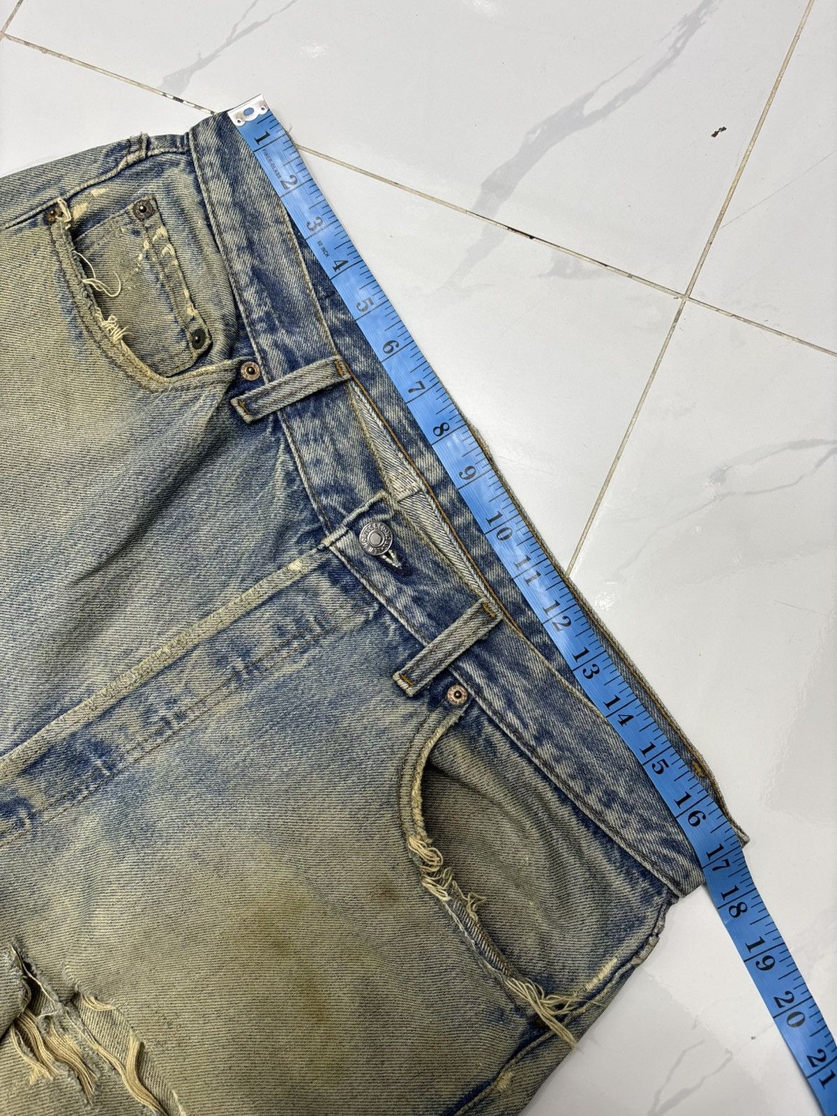 Kapital THRASHED LEVIS 501⛓️‍💥 CHAIN PUNK MUD WASH DISTRESS DENIM JEANS Size US 34 / EU 50 - 10 Thumbnail