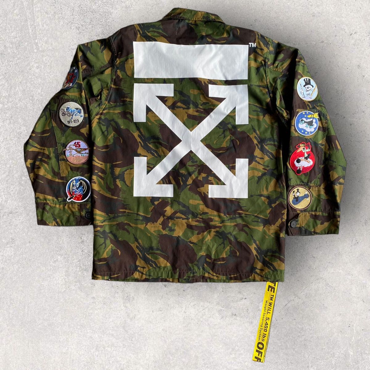 image of Off White Patches Camo Field Jacket in Green, Men's (Size Large)
