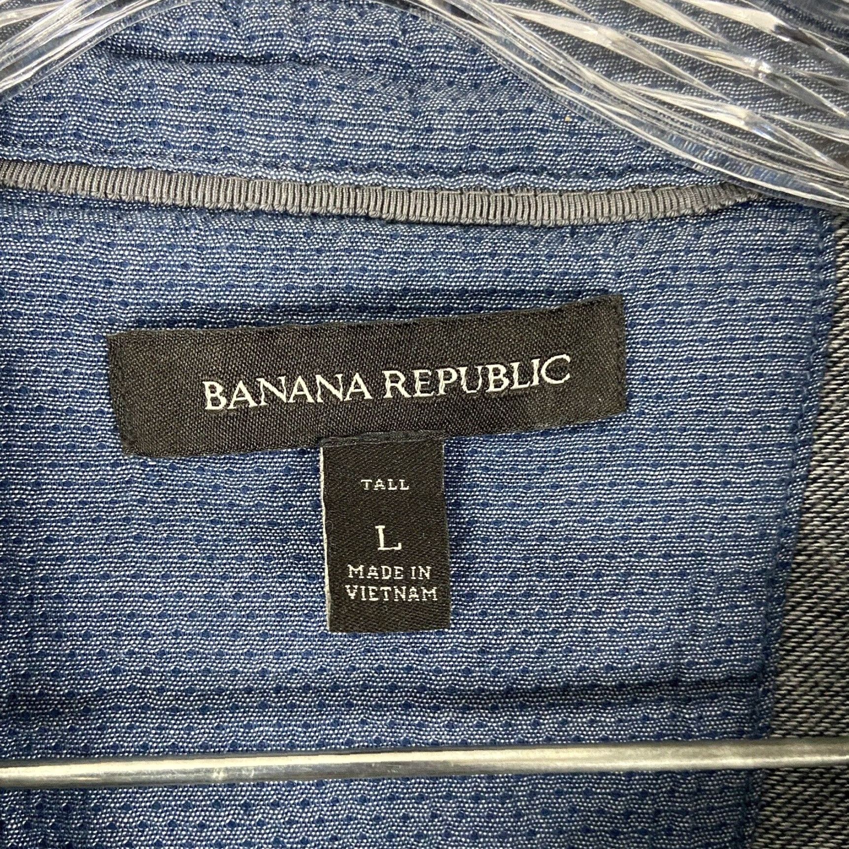 Banana Republic Banana Republic Button Up Big & Tall Men's Long Sleeve LT Blue Heather Size US L / EU 52-54 / 3 - 6 Thumbnail
