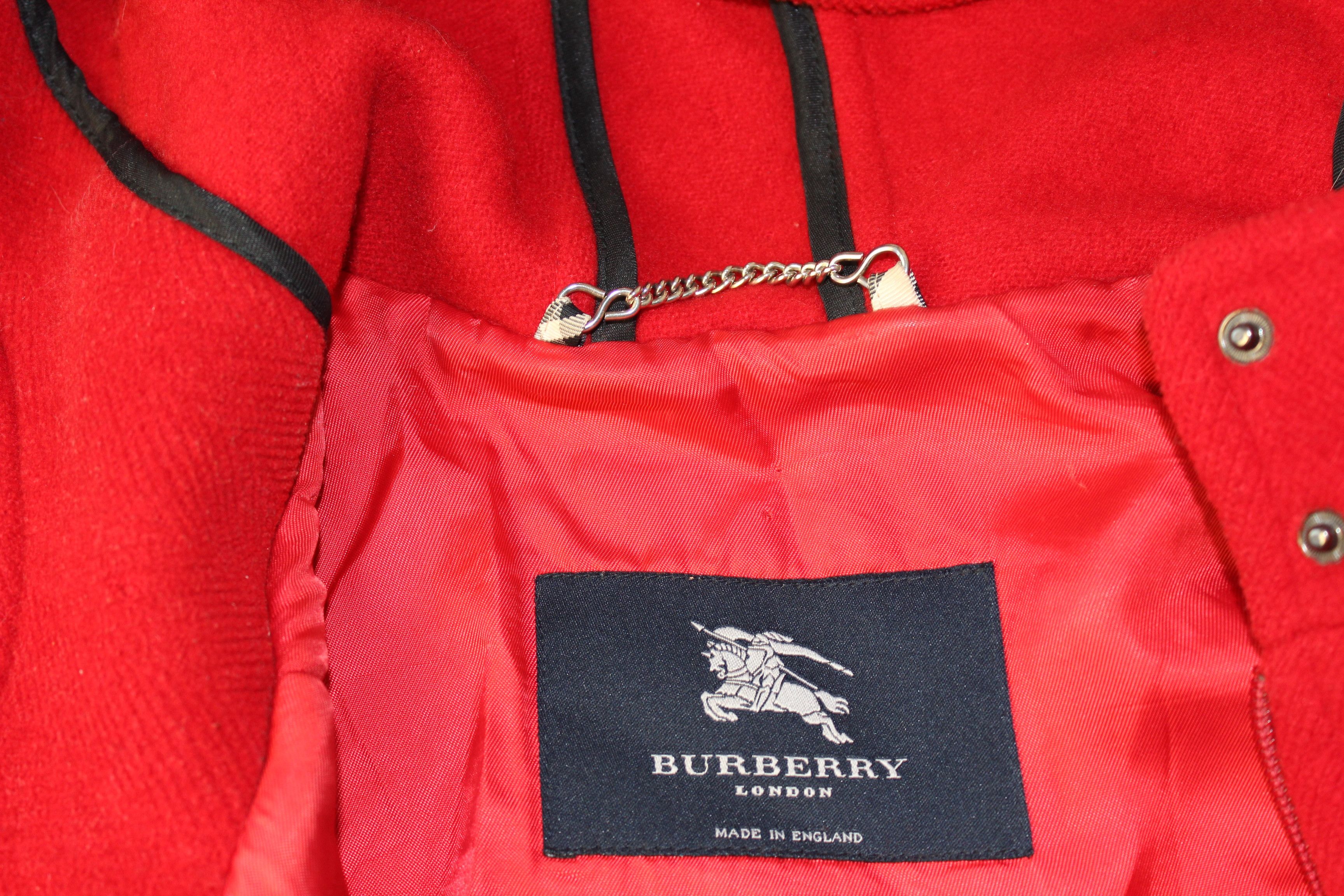 Burberry Women's BURBERRY Red Wool Duffle Coat jacket size S/M Size S / US 4 / IT 40 - 3 Thumbnail