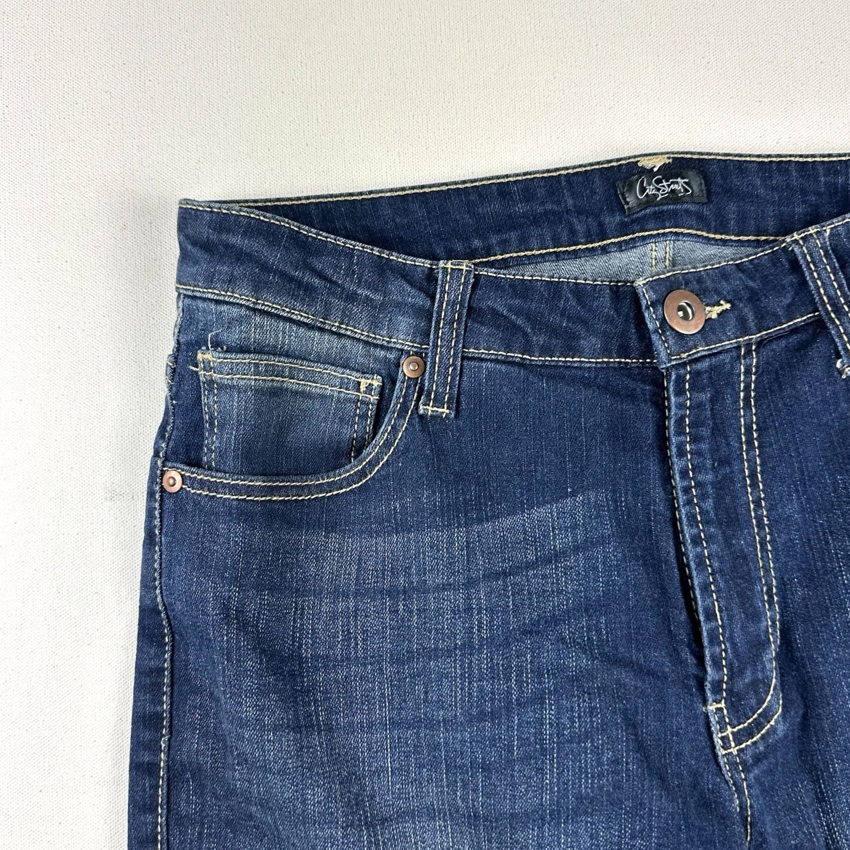 Vintage City Streets Slim Stretch Jean Mens 32x31 Blue Distressed Denim Jeans Straight City Mens Size US 32 / EU 48 - 4 Thumbnail