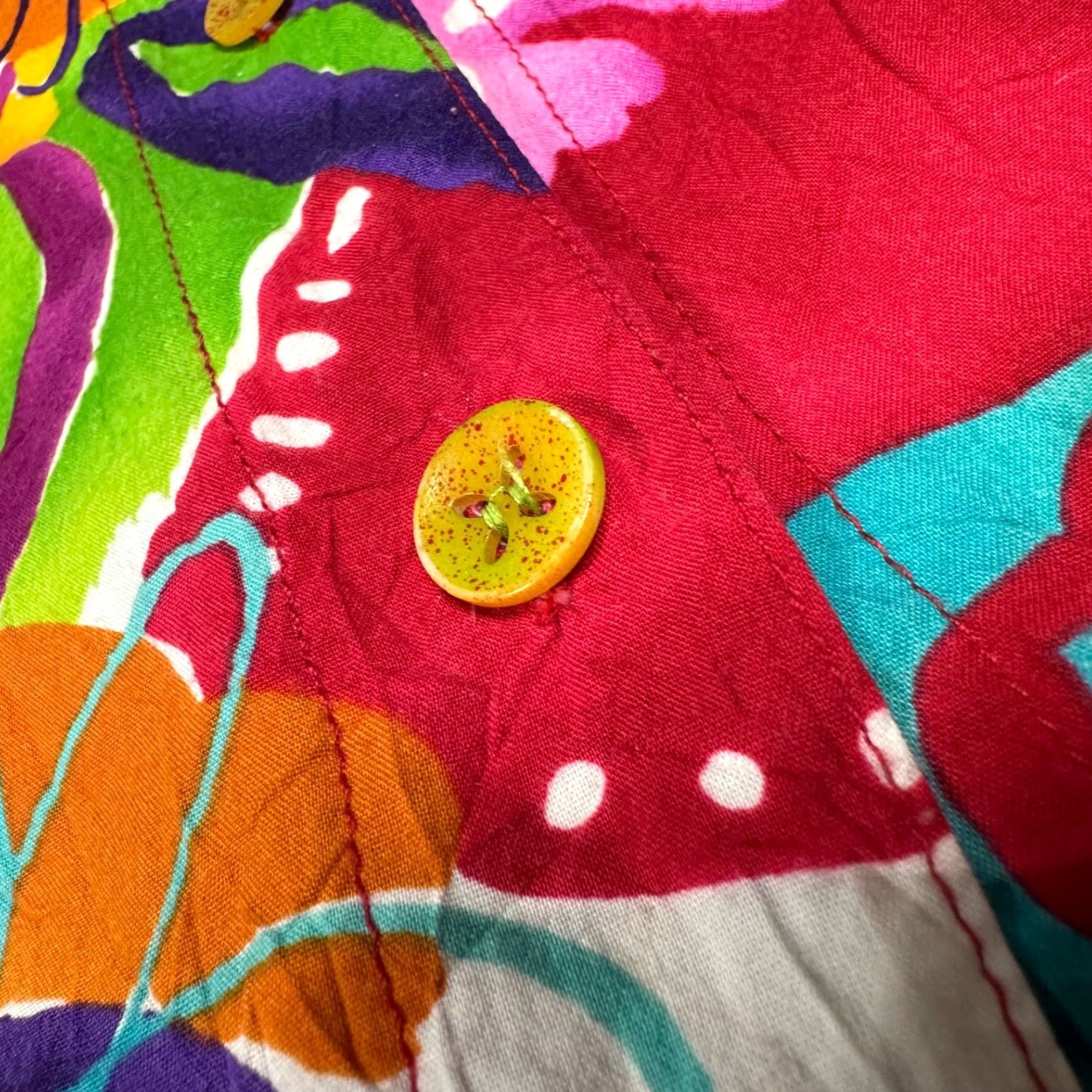 Jams World Vtg Jams World Womens Bright Rave Print Button Up Top Sz M Short Sleeve Collar Size M / US 6-8 / IT 42-44 - 4 Thumbnail