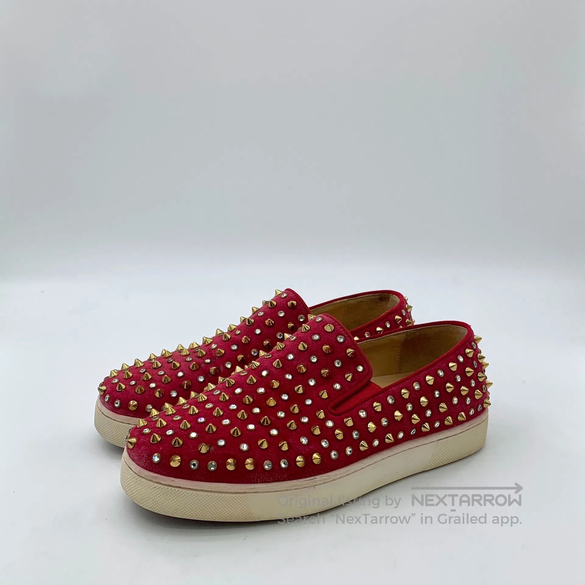 Christian Louboutin Christian Louboutin Red Full Stud Casual Flat Slip-On Loaf Size US 6.5 / IT 36.5 - 1 Thumbnail