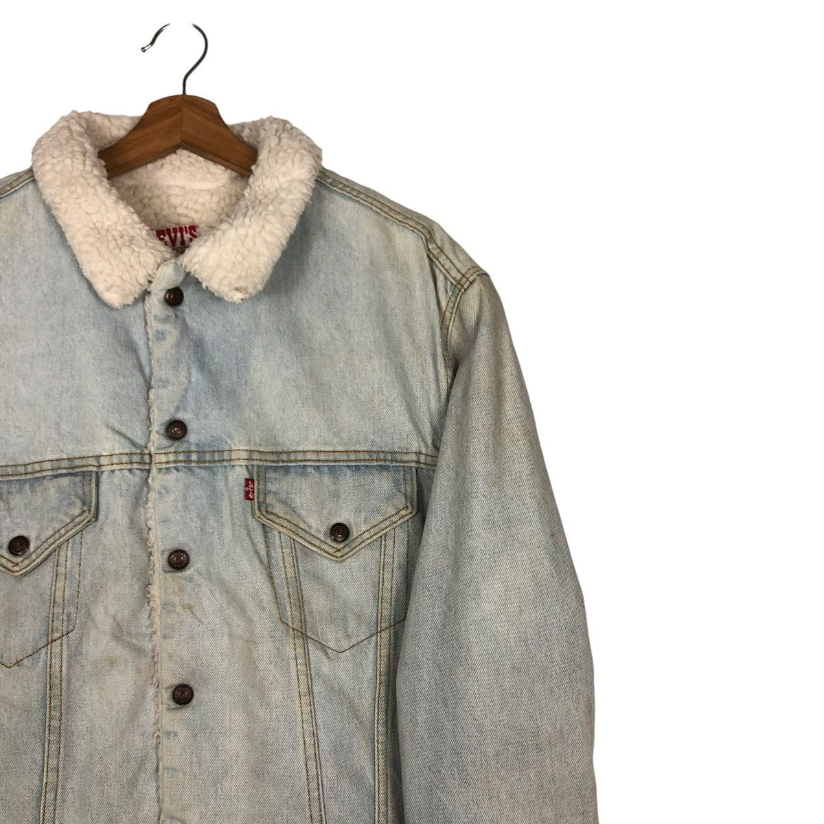 Levi's 🔥VINTAGE DENIM BIKER JACKET LEVI’S USA SHEARLING MINK FUR Size US M / EU 48-50 / 2 - 4 Thumbnail