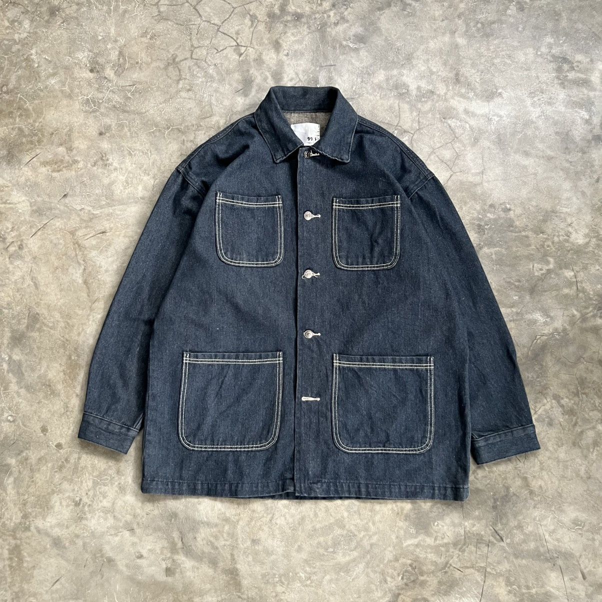 Japanese Brand 99:S Workwear Style Four Pocket Denim Chore Jacket Size US XL / EU 56 / 4 - 1 Thumbnail