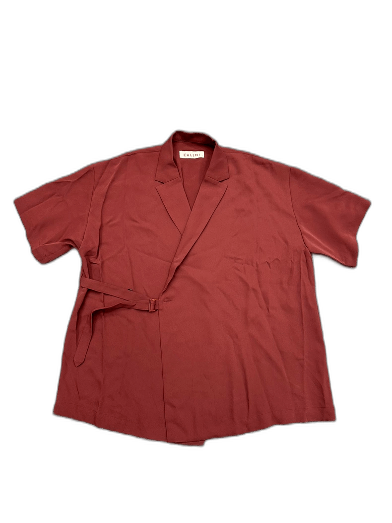 cullni Burgundy Silk Short Sleeve Shirt