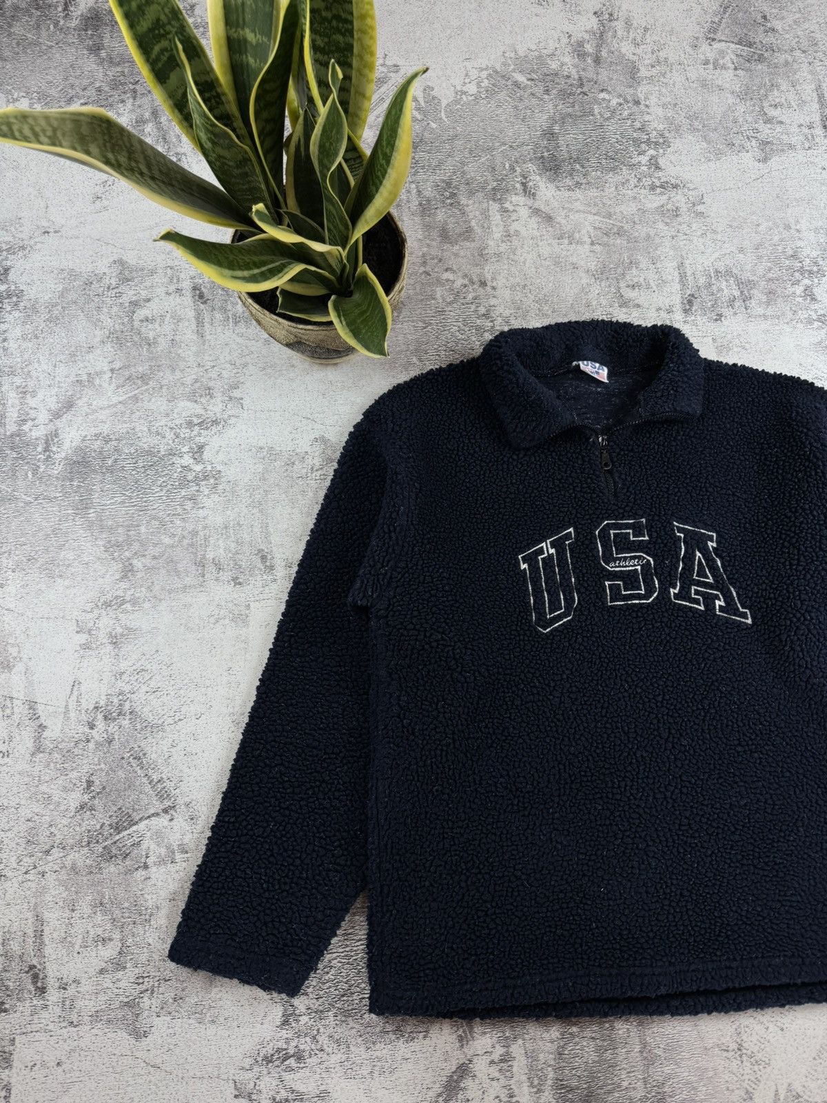 Vintage Sherpa USA Athletic Flag Logo Fleece Snow Sweatshirt Pullover Size US M / EU 48-50 / 2 - 2 Thumbnail