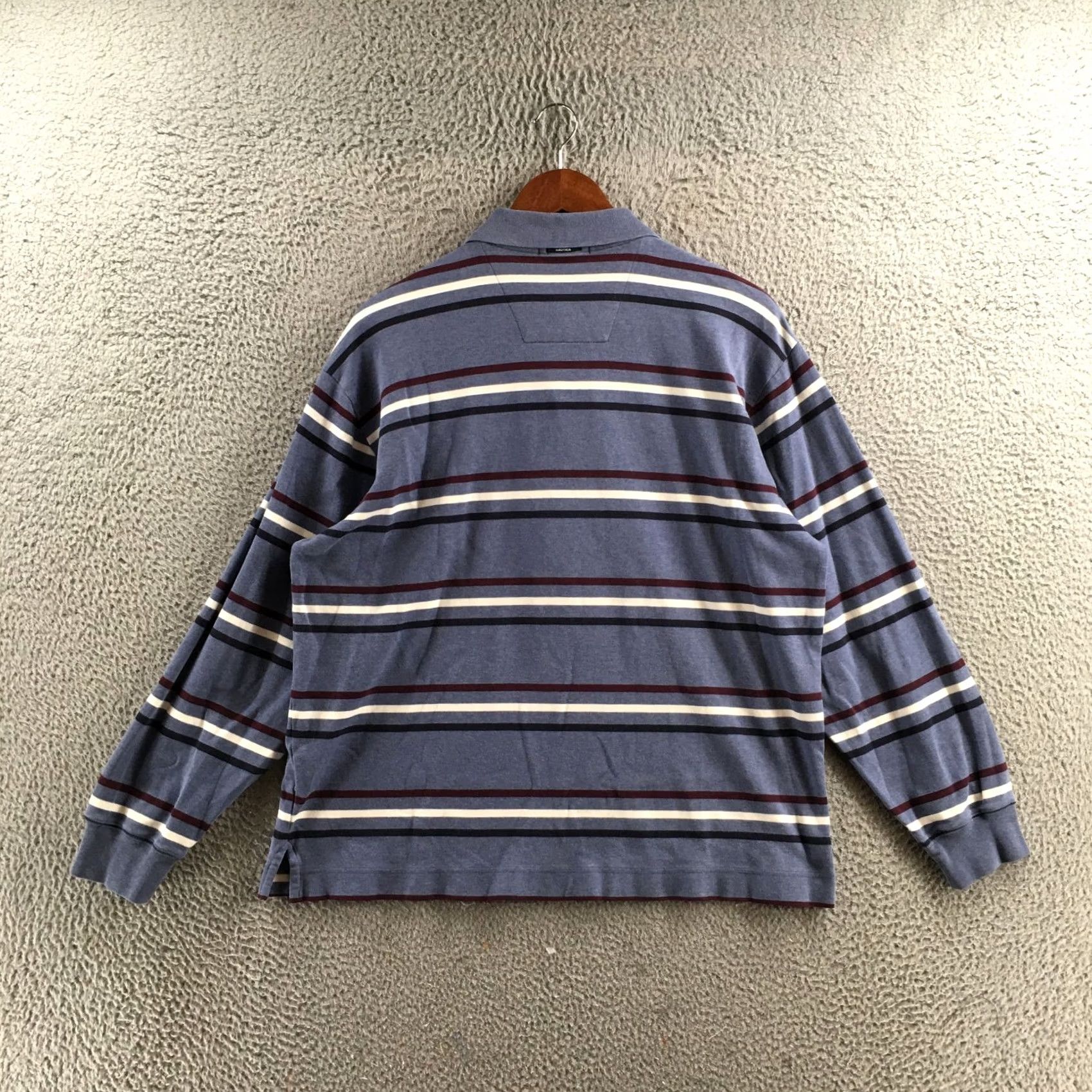 Nautica Nautica Long Sleeve Polo Shirt Men M Blue Stripe Cotton Collared Casual Pullover Size US M / EU 48-50 / 2 - 7 Thumbnail