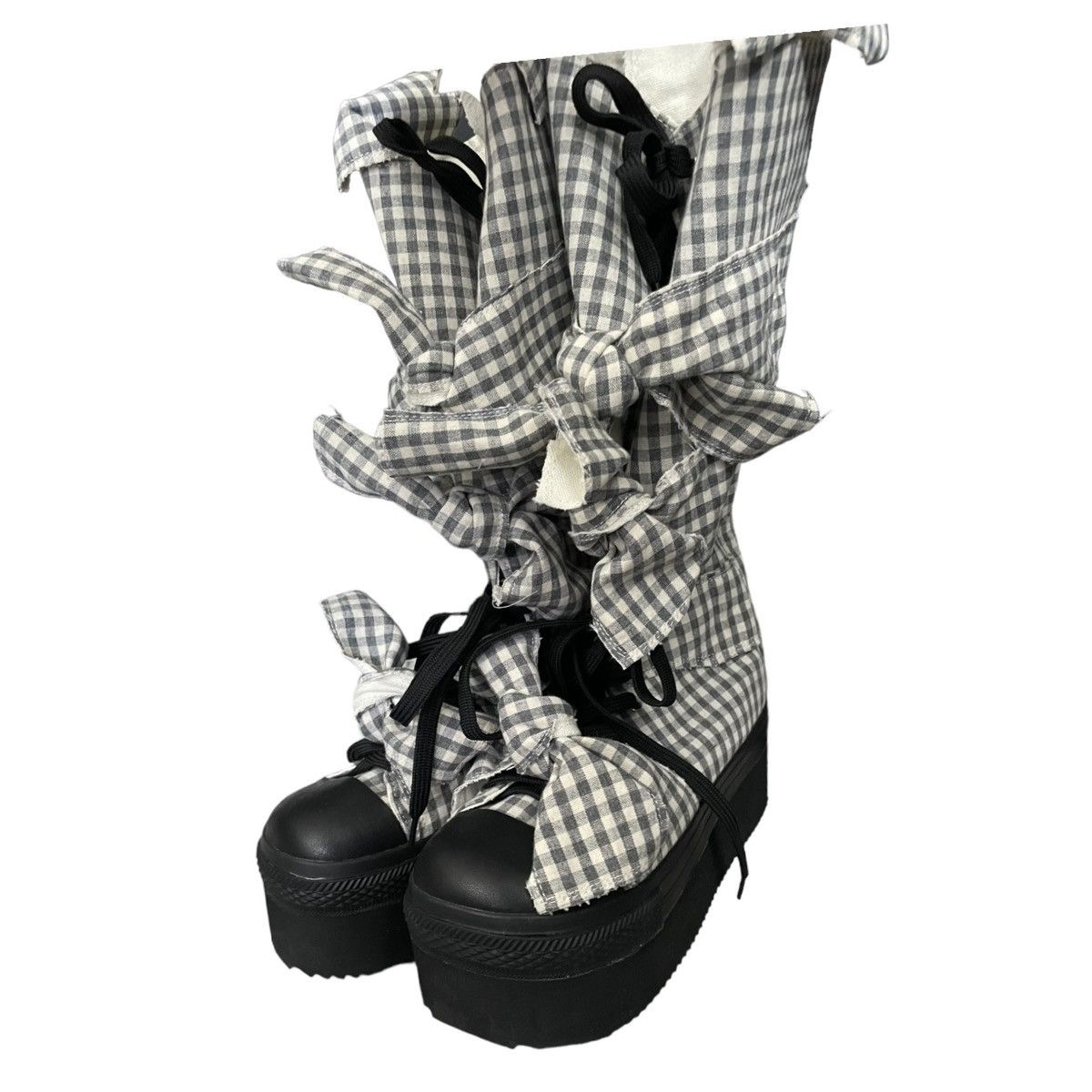Designer × Japanese Brand Checkered bowtie platform boots Size US 8.5 / EU 41-42 - 1 Thumbnail