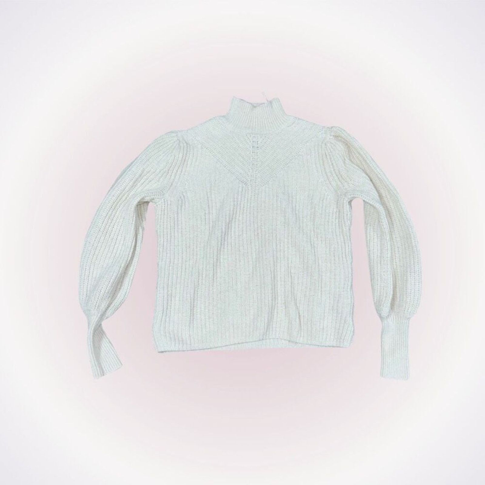 Rachel Zoe Rachel Zoe Cream Turtleneck Puff Sleeve Knit Sweater | Sz M Size M / US 6-8 / IT 42-44 - 1 Thumbnail