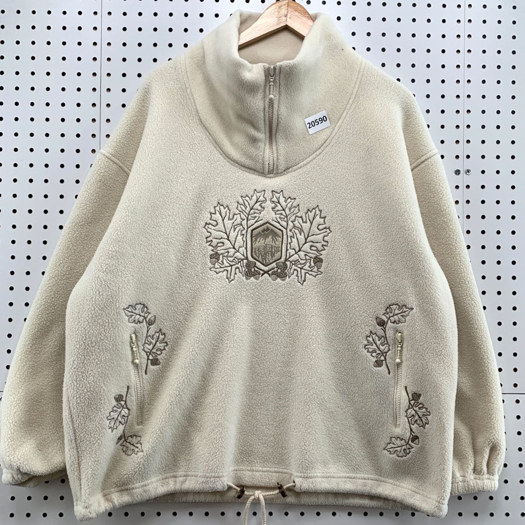 Vintage Sno Skins Fleece Shawl Neck Sweatshirt 1/4 Zip Pullover Women Large 27x29 LEAVES Size L / US 10 / IT 46 - 2 Thumbnail
