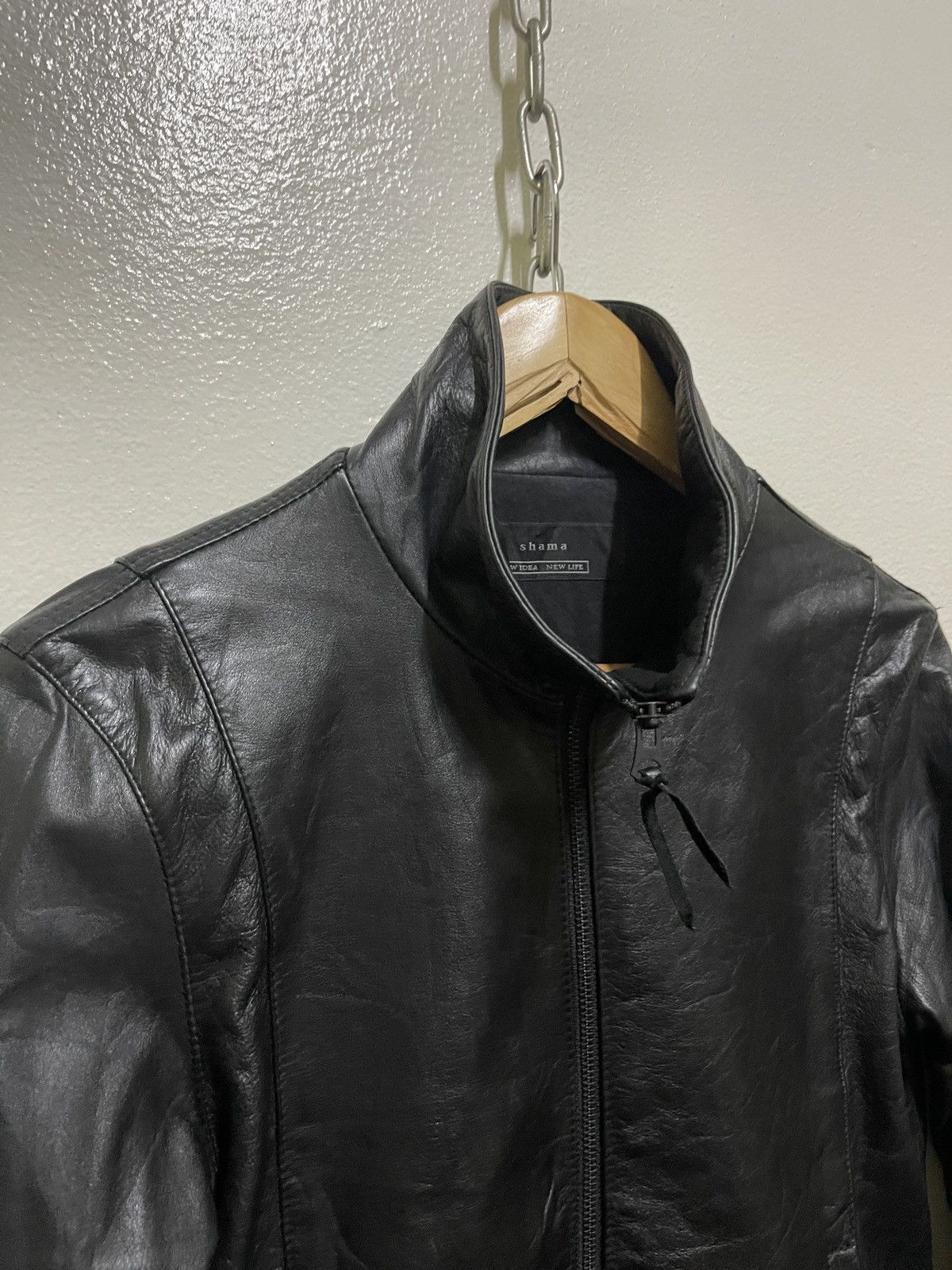 Shama Biker Leather Jacket Zipper Japan 38