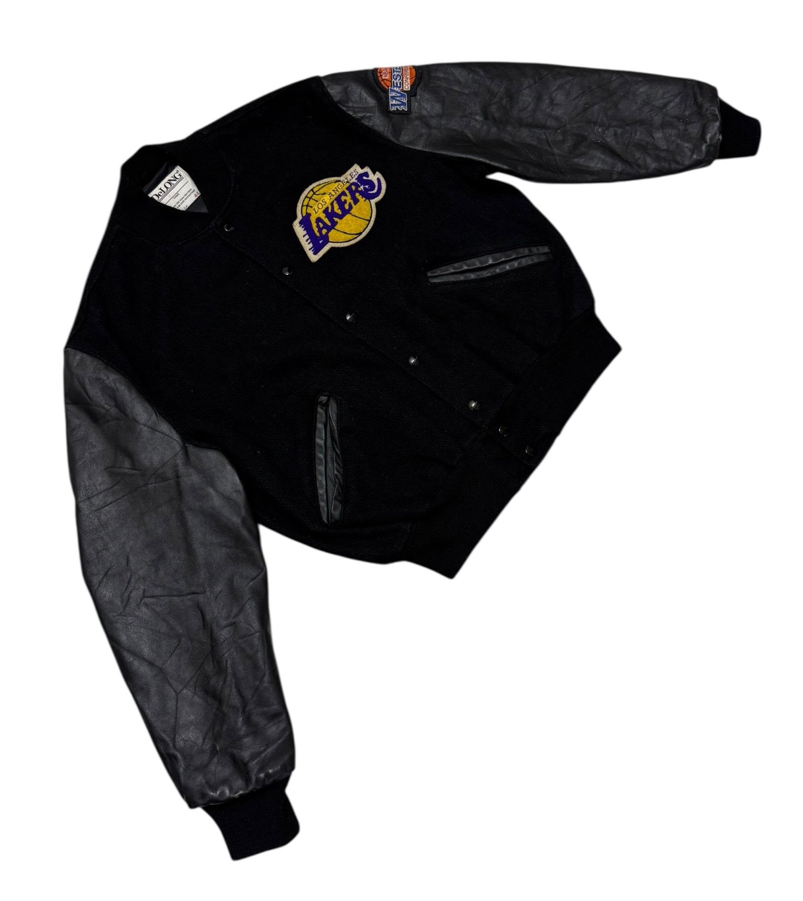 Delong Delong Lakers Big Logo Leather Wool Varsity Jacket Size US L / EU 52-54 / 3 - 4 Thumbnail