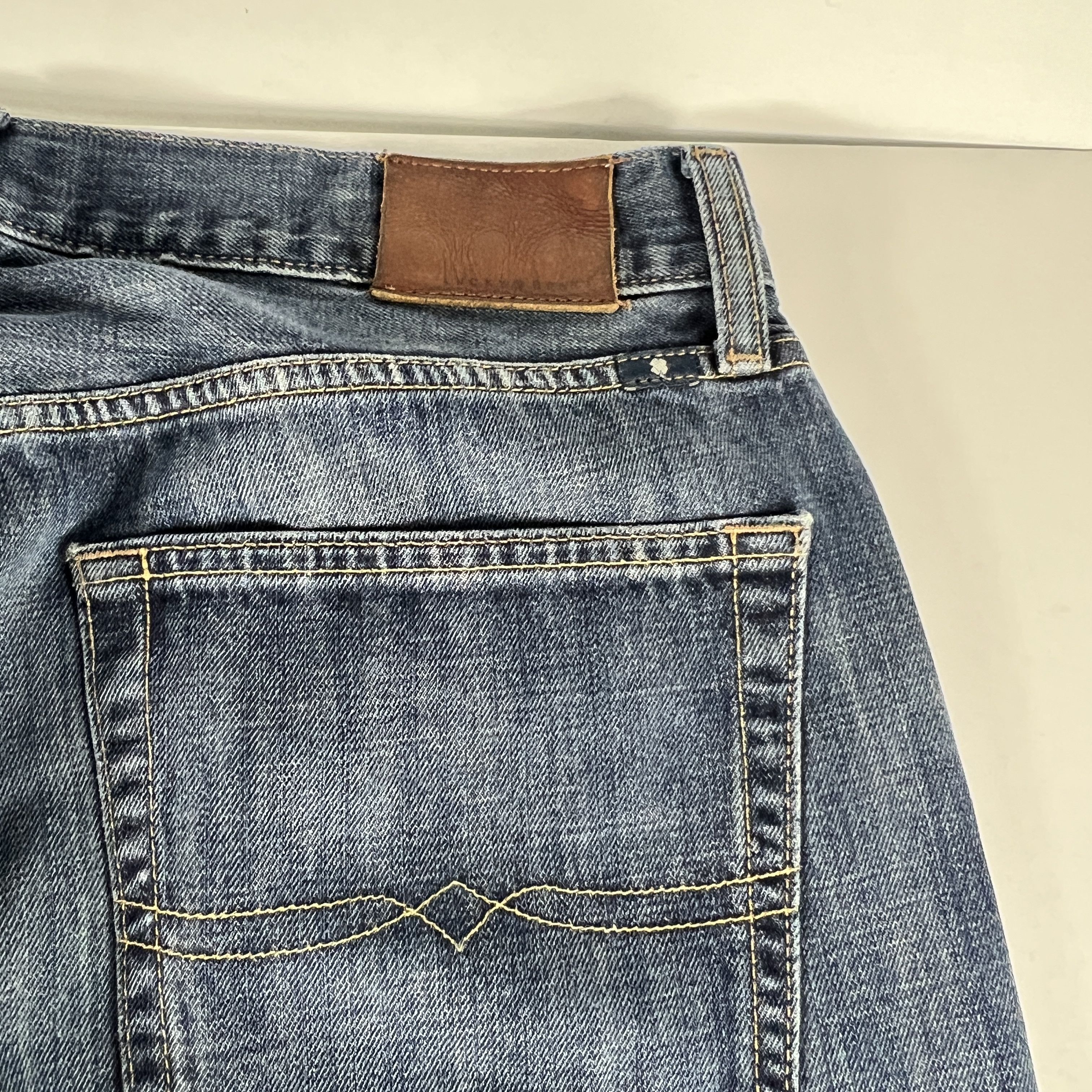 Lucky Brand Lucky Brand Jeans 221 Straight Blue Faded Distressed Denim Size US 33 - 15 Thumbnail