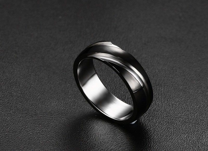 Jewelry 6MM High Polished Black Stainless Steel Ring Size ONE SIZE - 2 Thumbnail