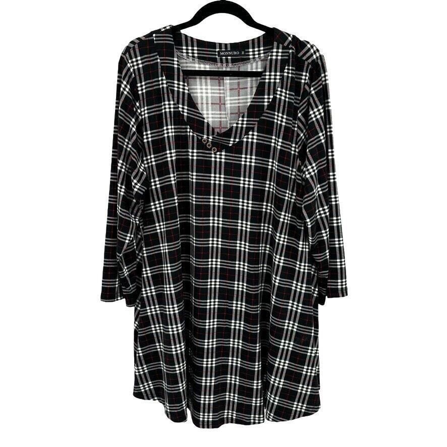 Other Plaid Women's Tunic Top Women's 3X Black Casual Fall Grunge Flowy feminine Comfy Size 3XL / US 20-22 - 1 Thumbnail