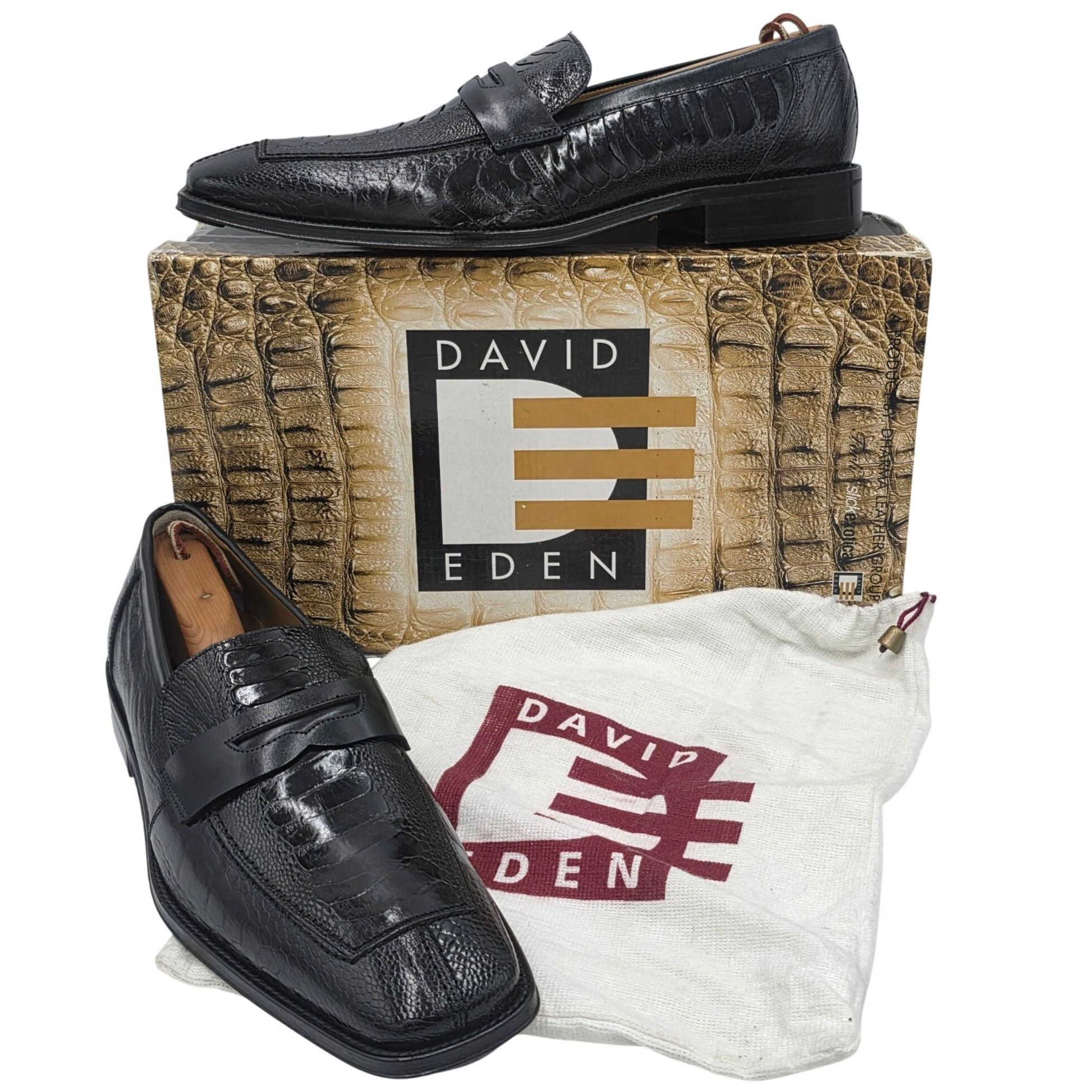 David Eden‎ Ostrich Leg lizard Horse Bit Loafers men’s Dress shoes size 10.5 New David Eden Mens 11.5 Genuine Exotic Ostrich Leg Penny main image 2