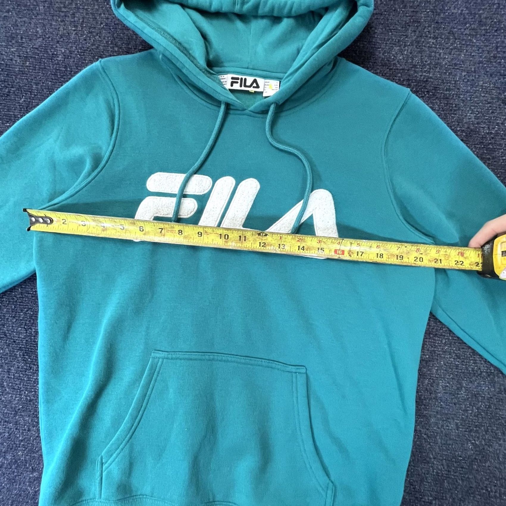 Fila VINTAGE FILA Hoodie Mens Large Pullover Sweatshirt Kangaroo Pocket Spell Out Green Size US L / EU 52-54 / 3 - 3 Thumbnail