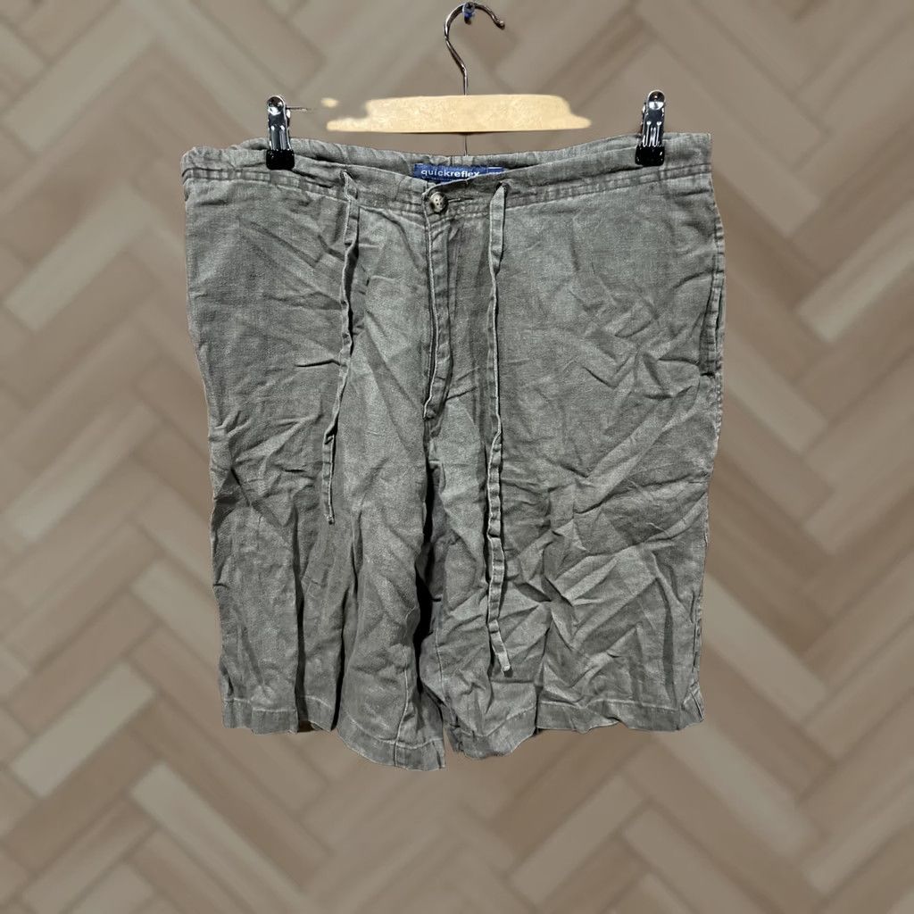 Vintage Quick Reflex Mens Linen Shorts 34 Chino Beige Linen Size US 34 / EU 50 - 1 Thumbnail