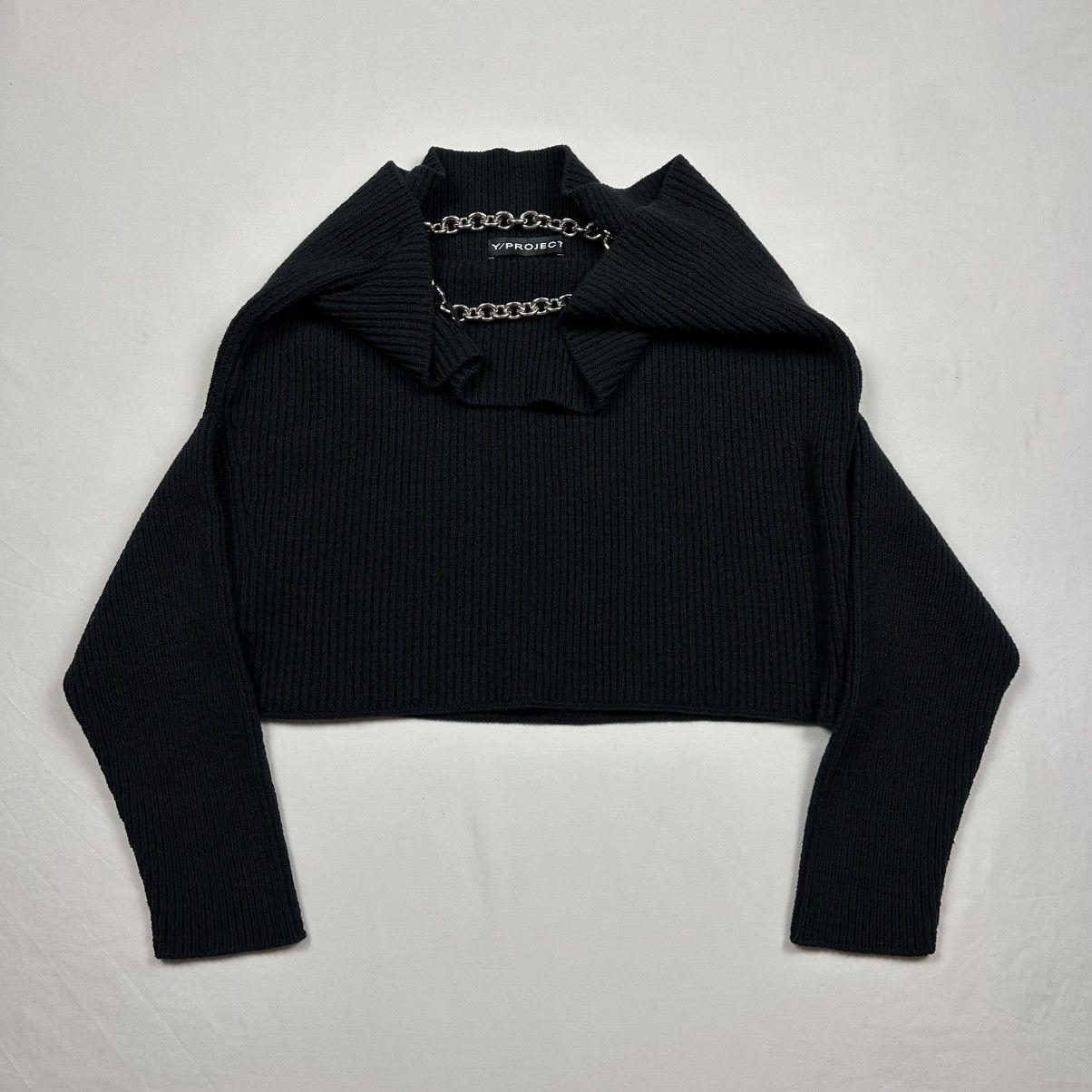 Y/Project Y/Project Draped Chain Ribbed Sweater Size L / US 10 / IT 46 - 2 Thumbnail