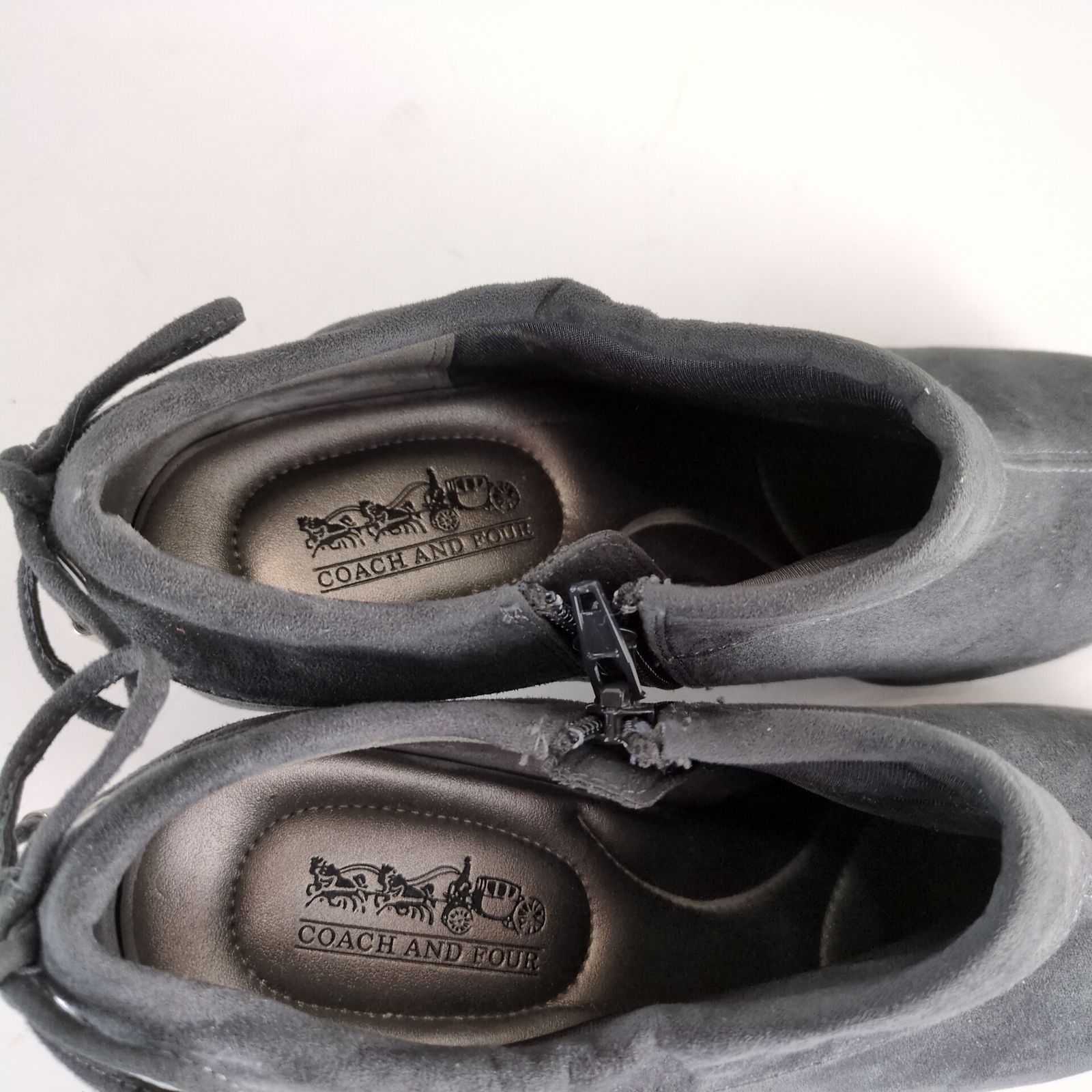 Other Coach And Four Gray Microfiber Suede 3" Heel Ankle Booties Size US 8 / IT 38 - 6 Thumbnail