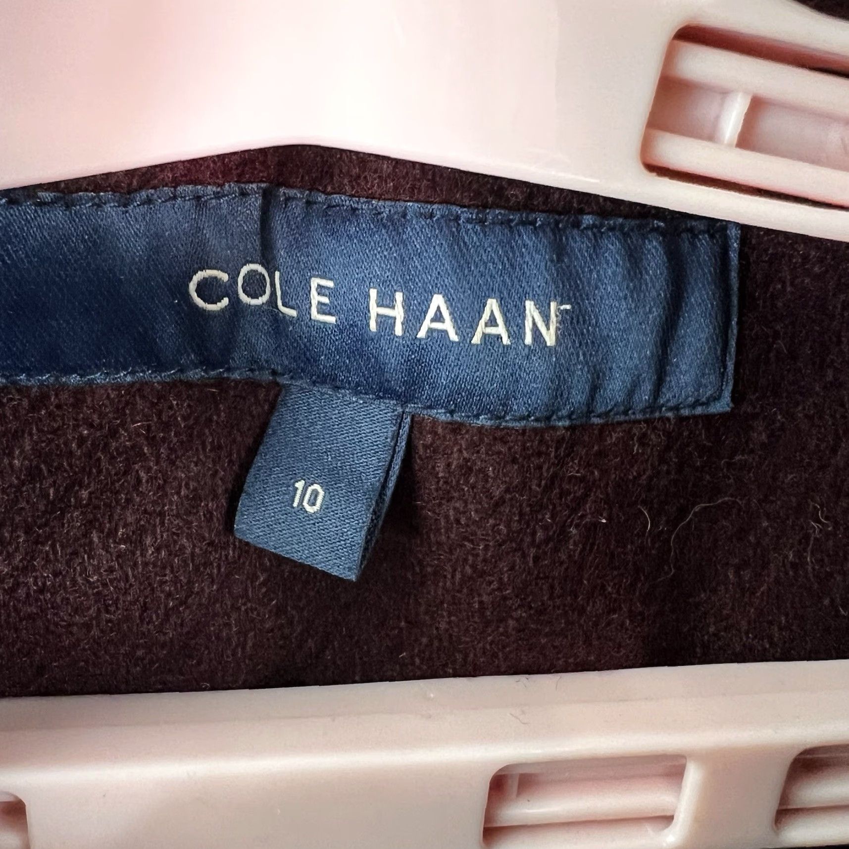 Cole Haan Cole Haan Pea Coat Wool Blend Leather Trim Burgandy Womens Size 10 Size L / US 10 / IT 46 - 6 Thumbnail