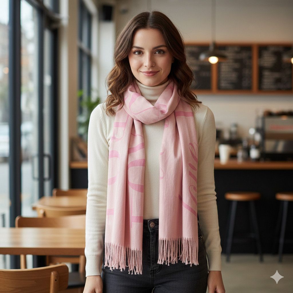 Other Red Envelope 74x23" Wrap Scarf Linen Pink Love Valentine's Size ONE SIZE - 2 Thumbnail