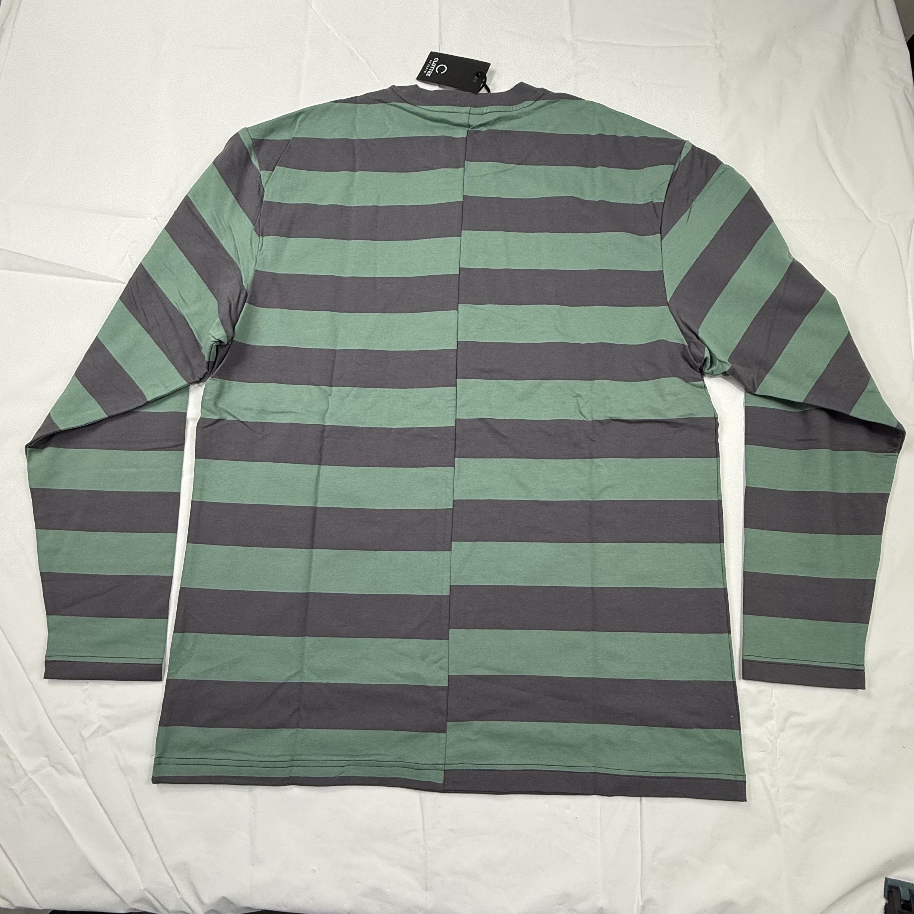 CLOT Clottee by Clot Mens Green Grey Striped Long Sleeve T-Shirt Size US XXL / EU 58 / 5 - 6 Thumbnail
