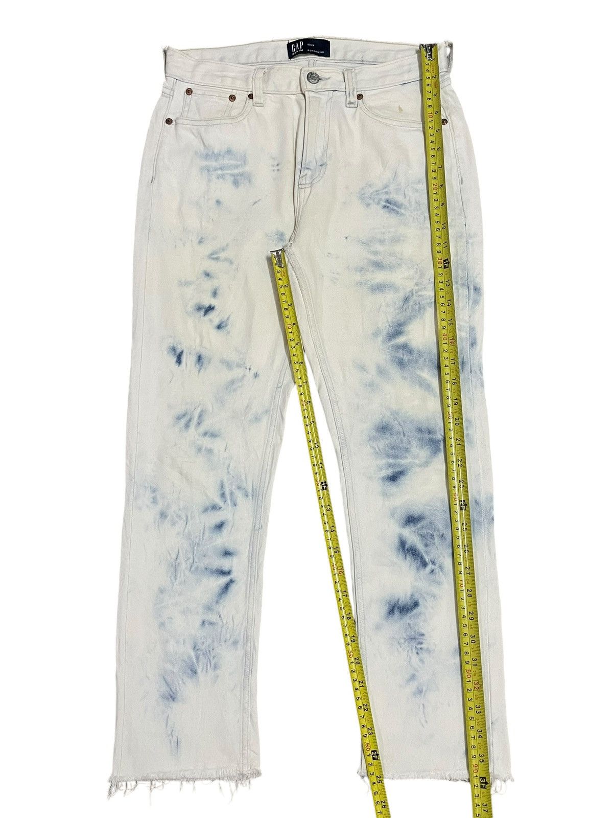 Balenciaga × Gap × Kanye West Gap Denim Indigo Tie Dye Frayed Boyfriend Jeans Size 30" / US 8 / IT 44 - 16 Thumbnail