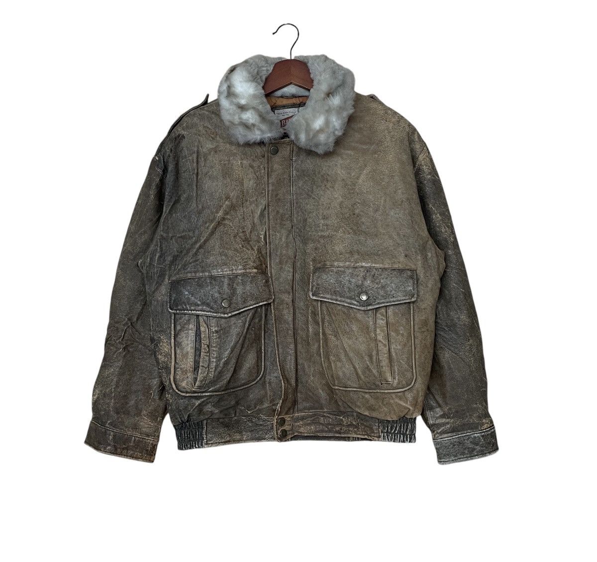 Vintage Vintage Brand Brunati Fur Leather Military Jacket 1990s Size US M / EU 48-50 / 2 - 1 Thumbnail